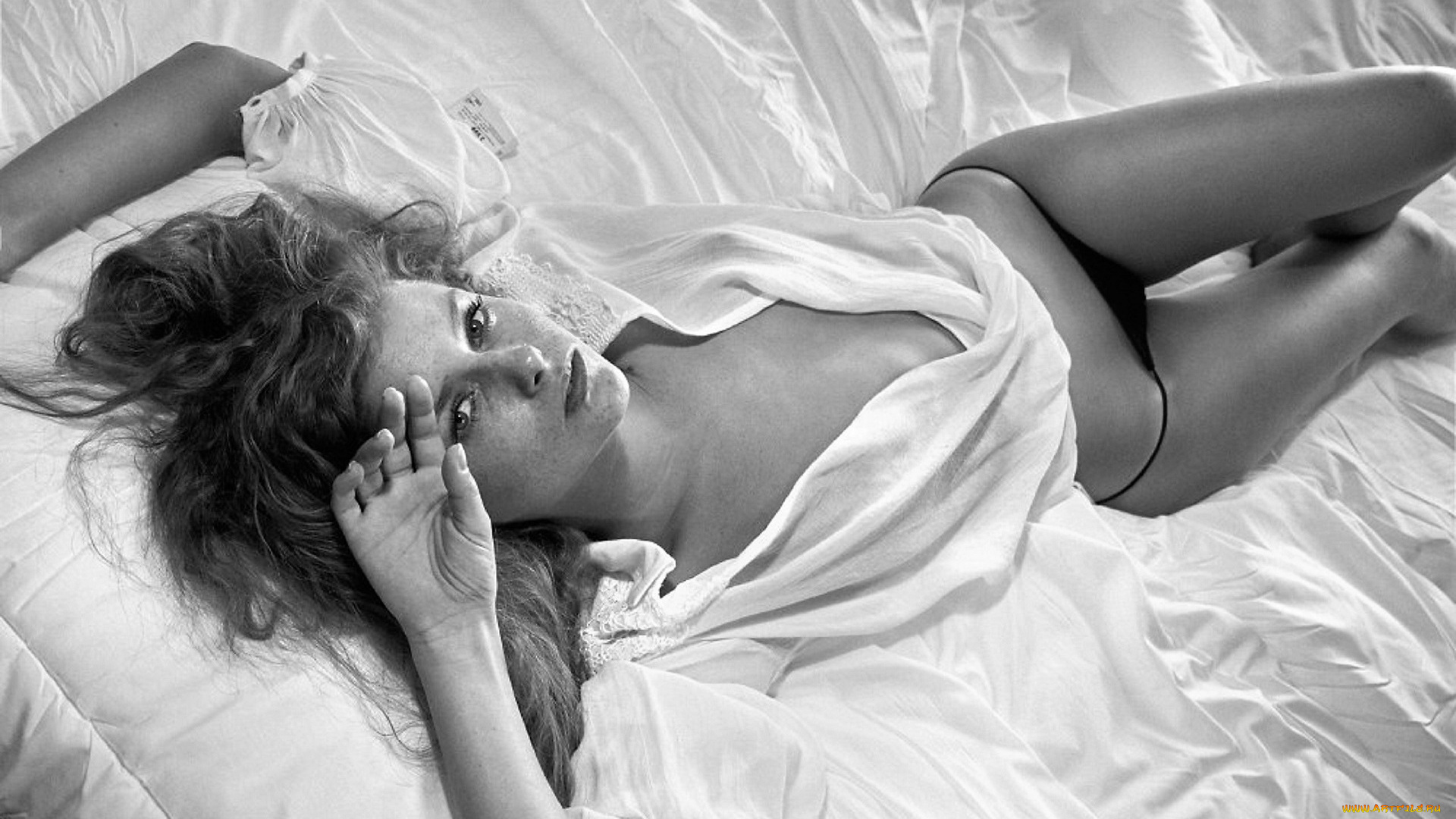 девушки, юлия, ярошенко, блузка, белье, постель