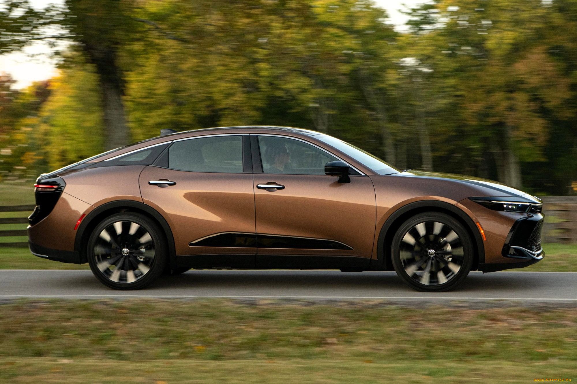 toyota, crown, s235, автомобили, toyota, коричневый, скорость, дорожка, деревья, парк