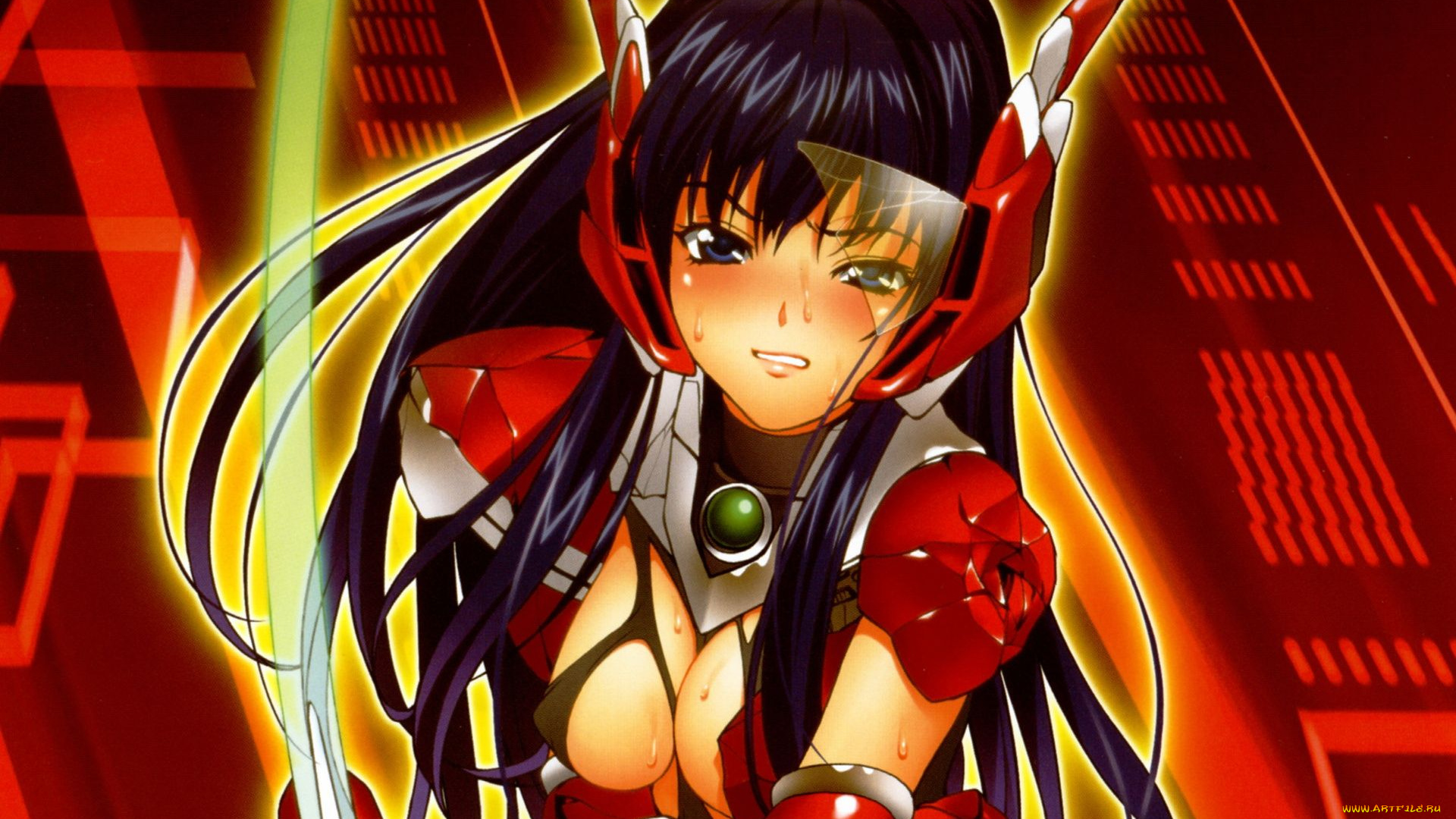 аниме, weapon, blood, technology