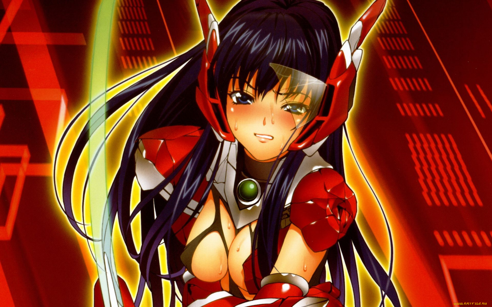 аниме, weapon, blood, technology