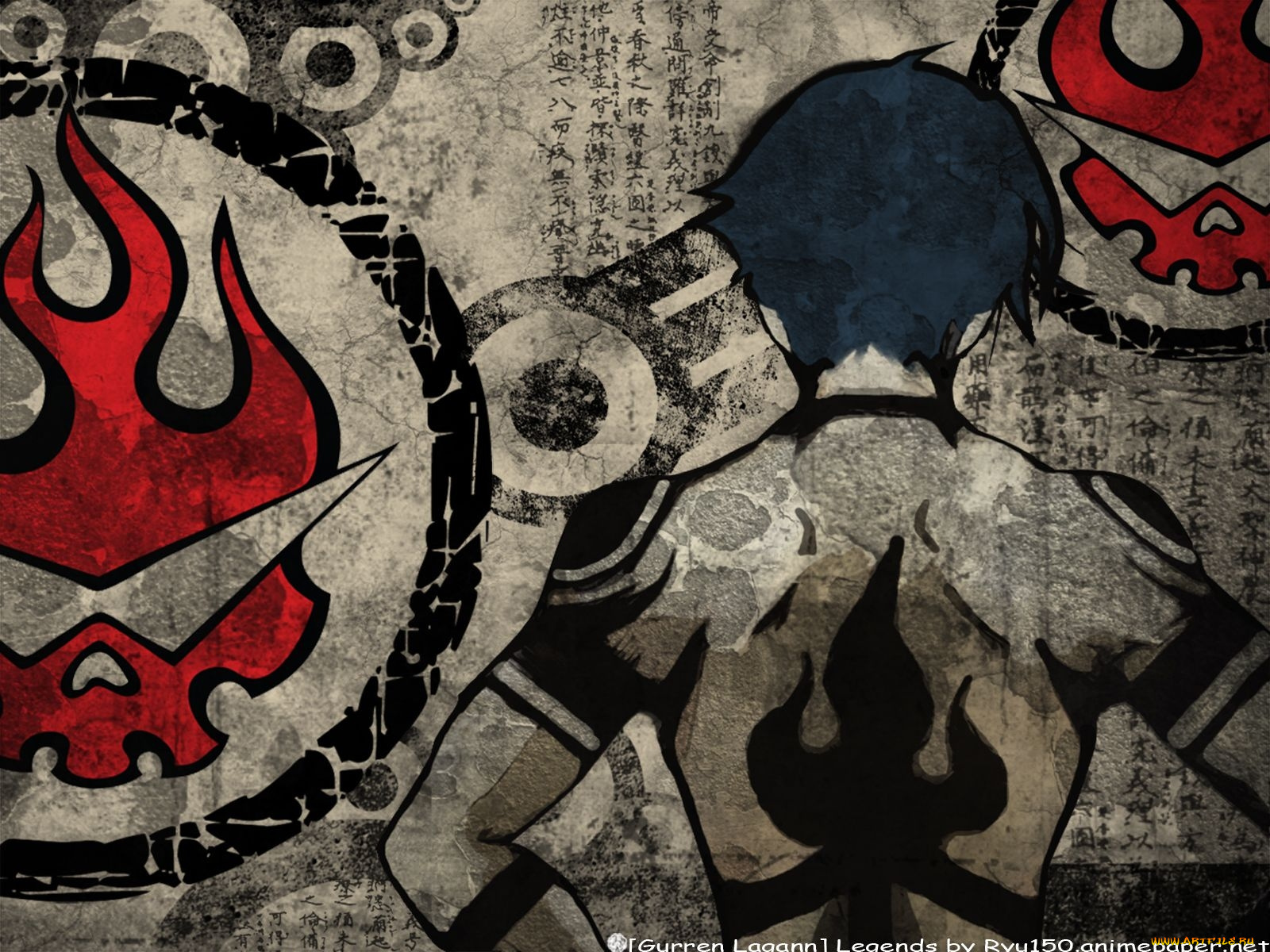 аниме, tengen, toppa, gurren, lagann, kamina