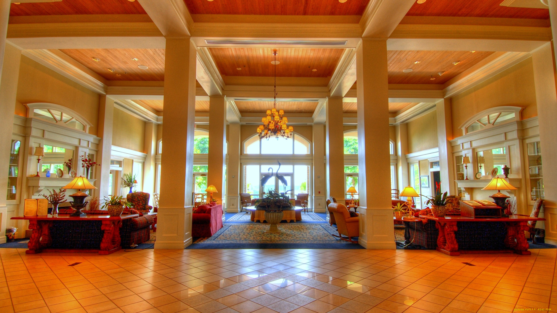 интерьер, кафе, рестораны, отели, столики, лампы, диваны, колонны