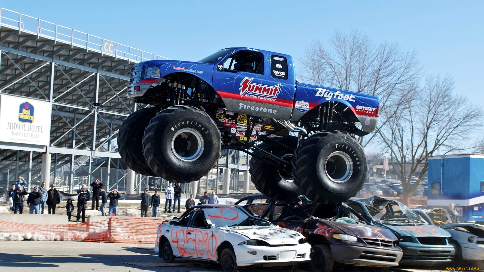 спорт, big, foot, полет, колеса