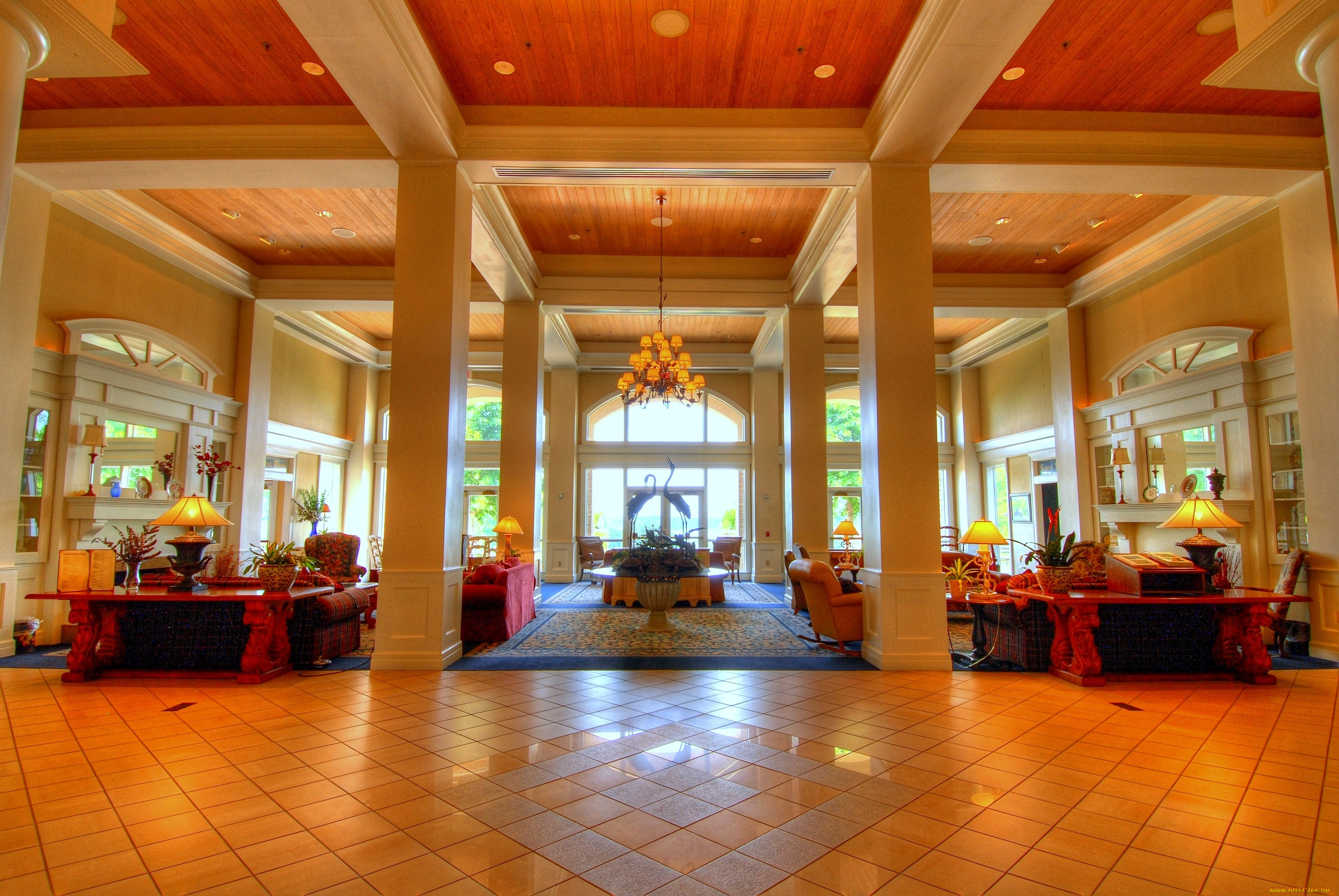 интерьер, кафе, рестораны, отели, столики, лампы, диваны, колонны