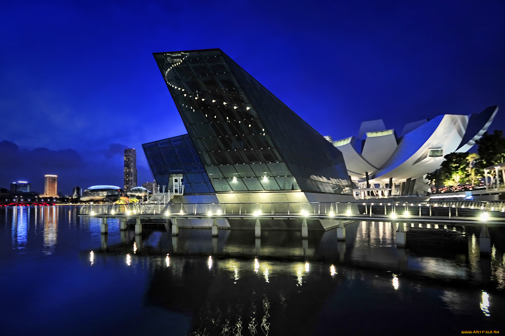 города, сингапур, ночь