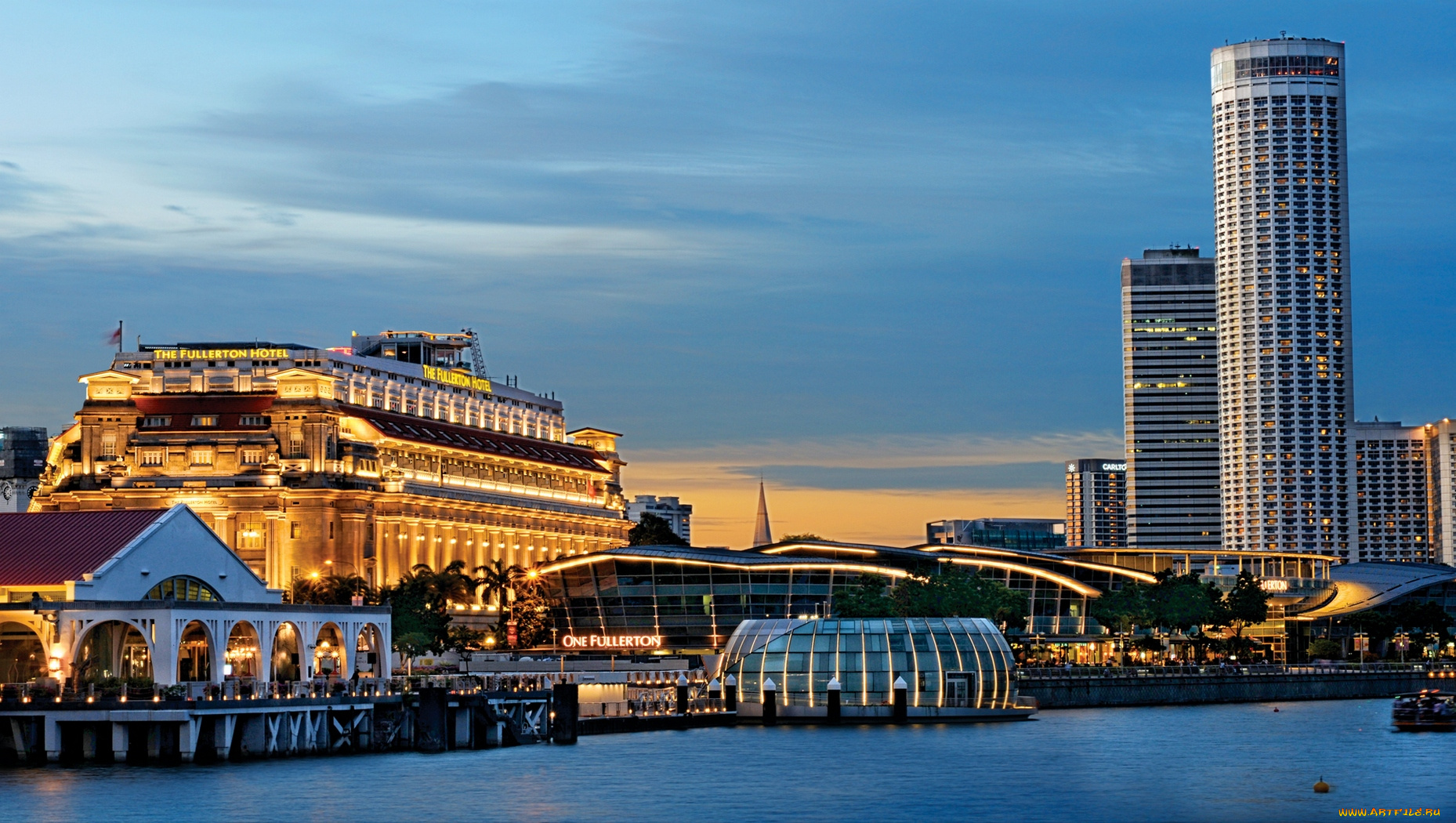 города, сингапур, огни, ночного