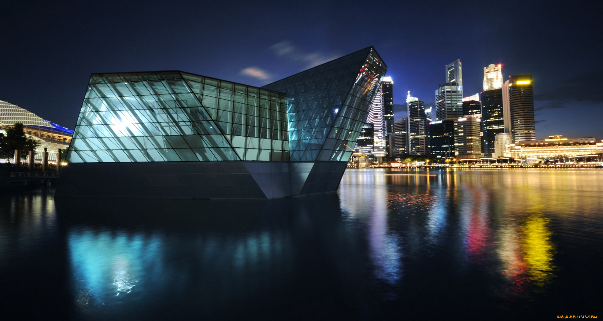 города, сингапур, ночь