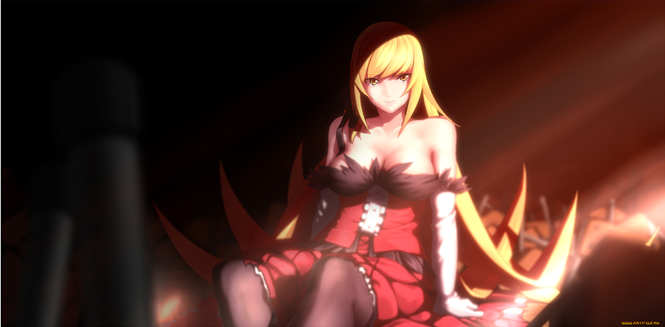 аниме, bakemonogatari, oshino, shinobu, kissshot, acerolaorion, heartunderblade, девушка, платье