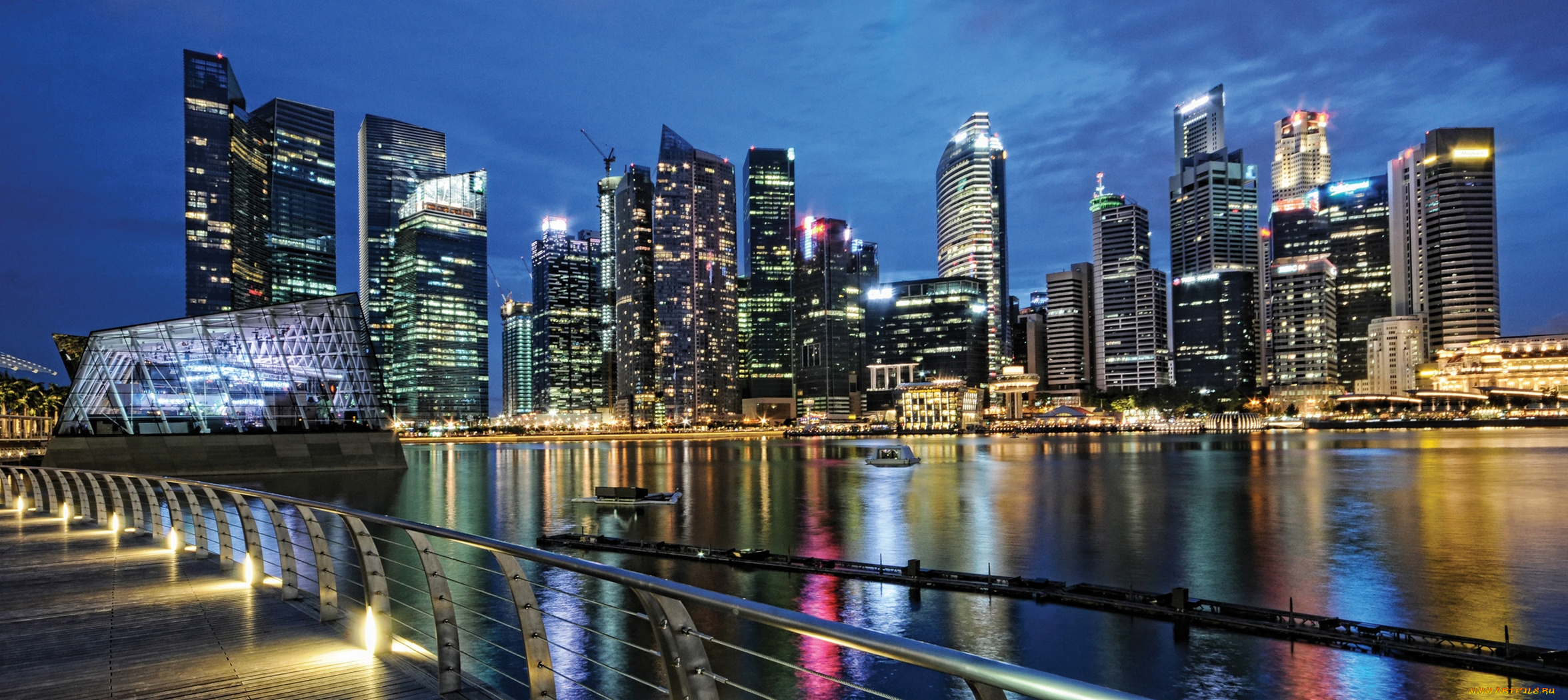 города, сингапур, огни, ночного