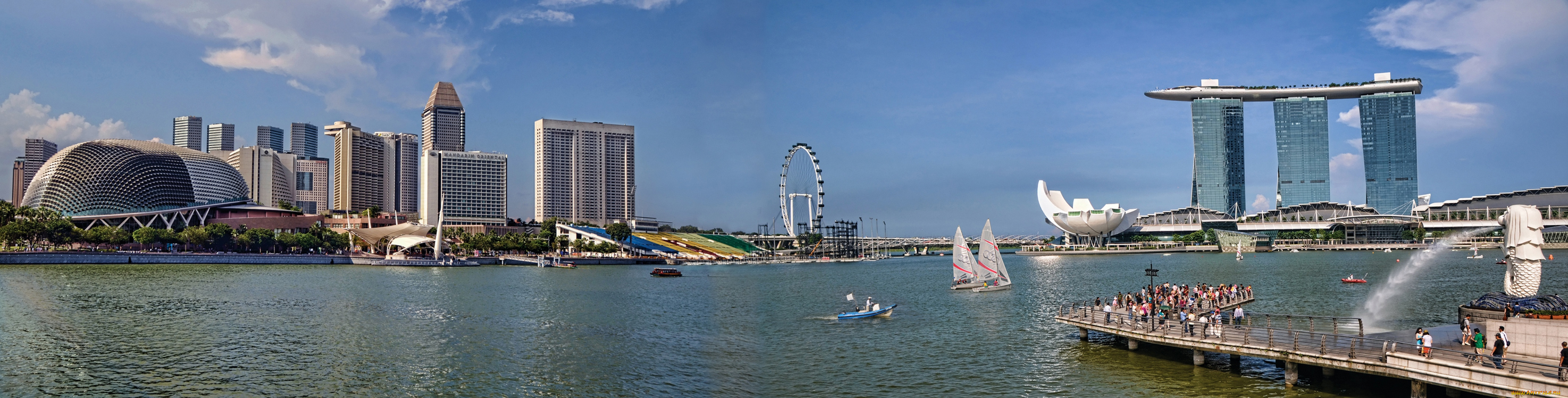 города, сингапур, панорама