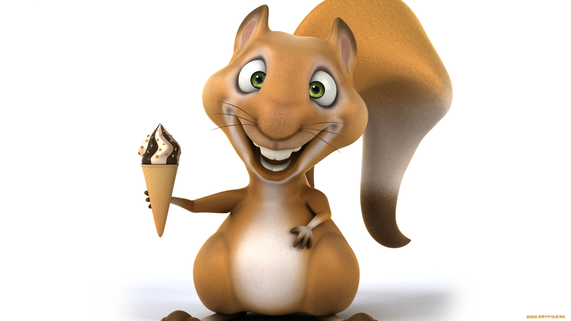 3д, графика, юмор, , humor, funny, character, ice, cream, squirrel, белка