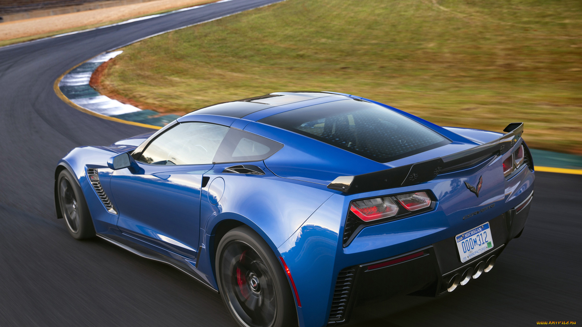 автомобили, chevrolet, corvette, синий, c7, z06, 2015г