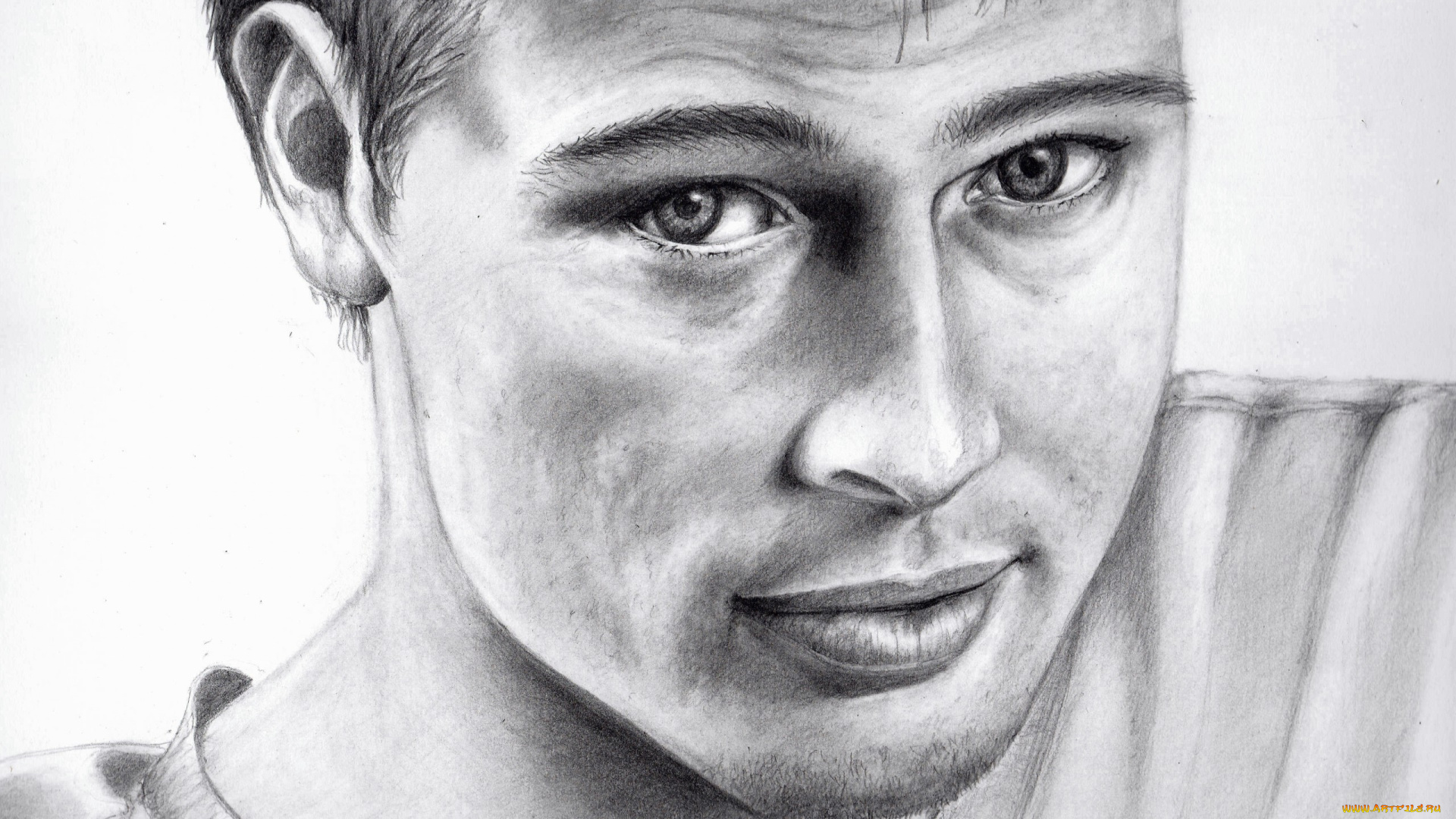 рисованные, люди, рисунок, карандаш, портрет, brad, pitt