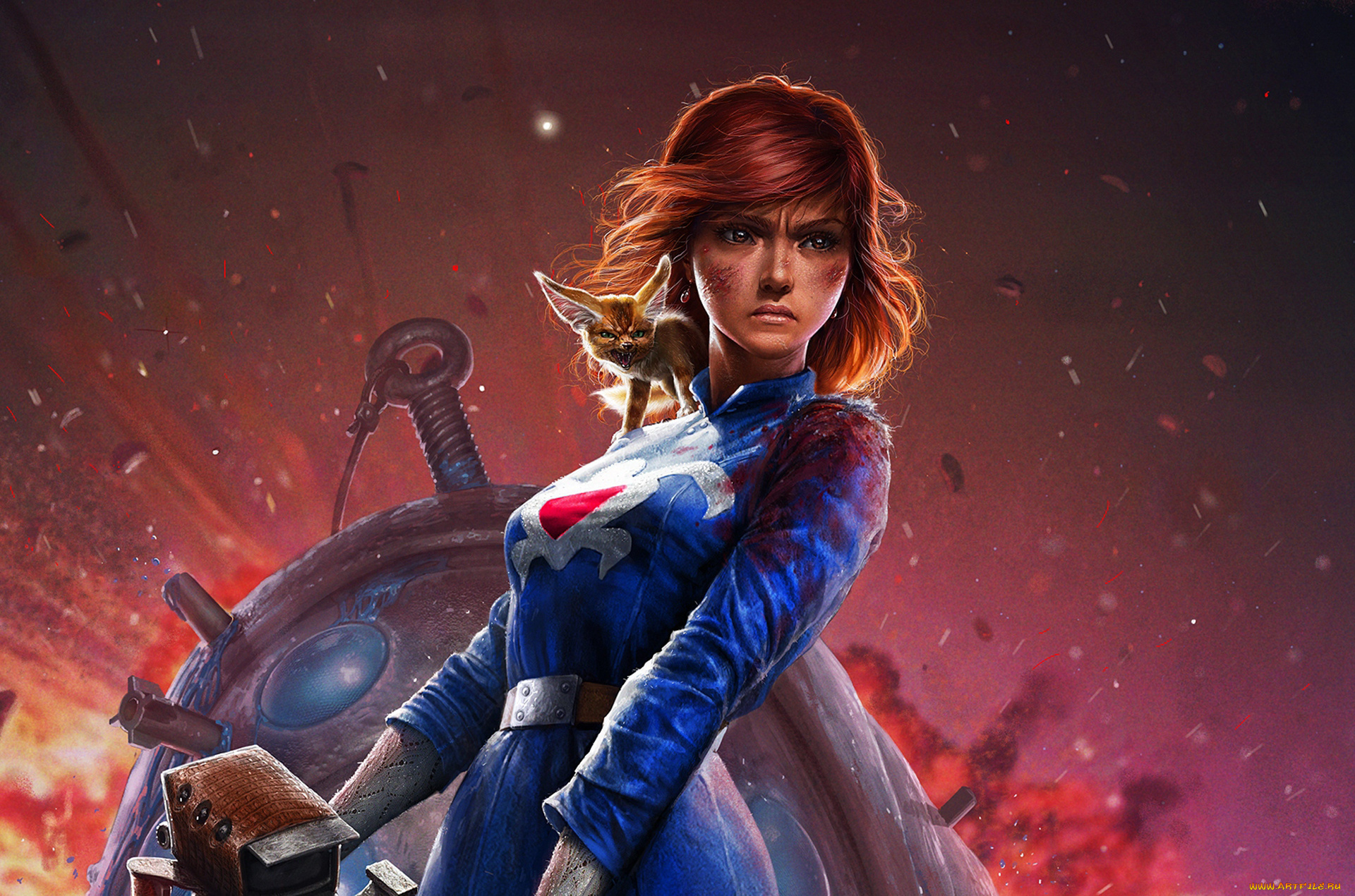 фэнтези, девушки, art, kaze, no, tani, naushika, девушка, anime, навсикая, из, долины, ветров, рыжая