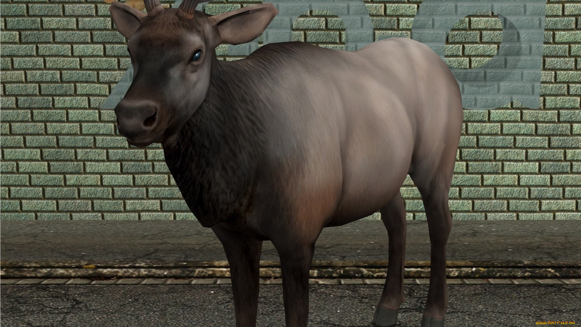 3д, графика, животные, , animals, фон, рога, олень