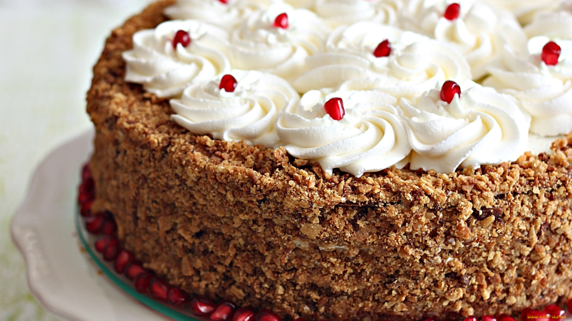 еда, торты, торт, крем, выпечка, гранат