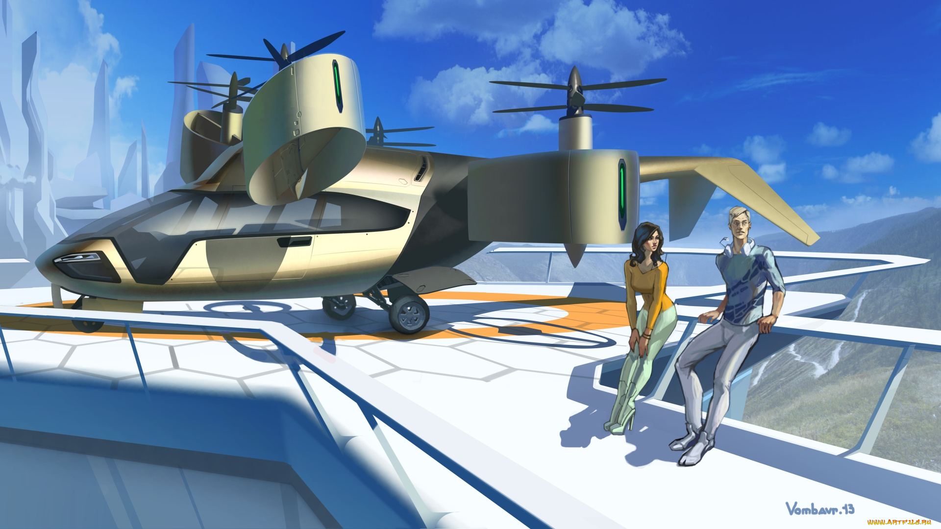 фэнтези, транспортные, средства, иной, люди, средство, летающее, будущее, мир