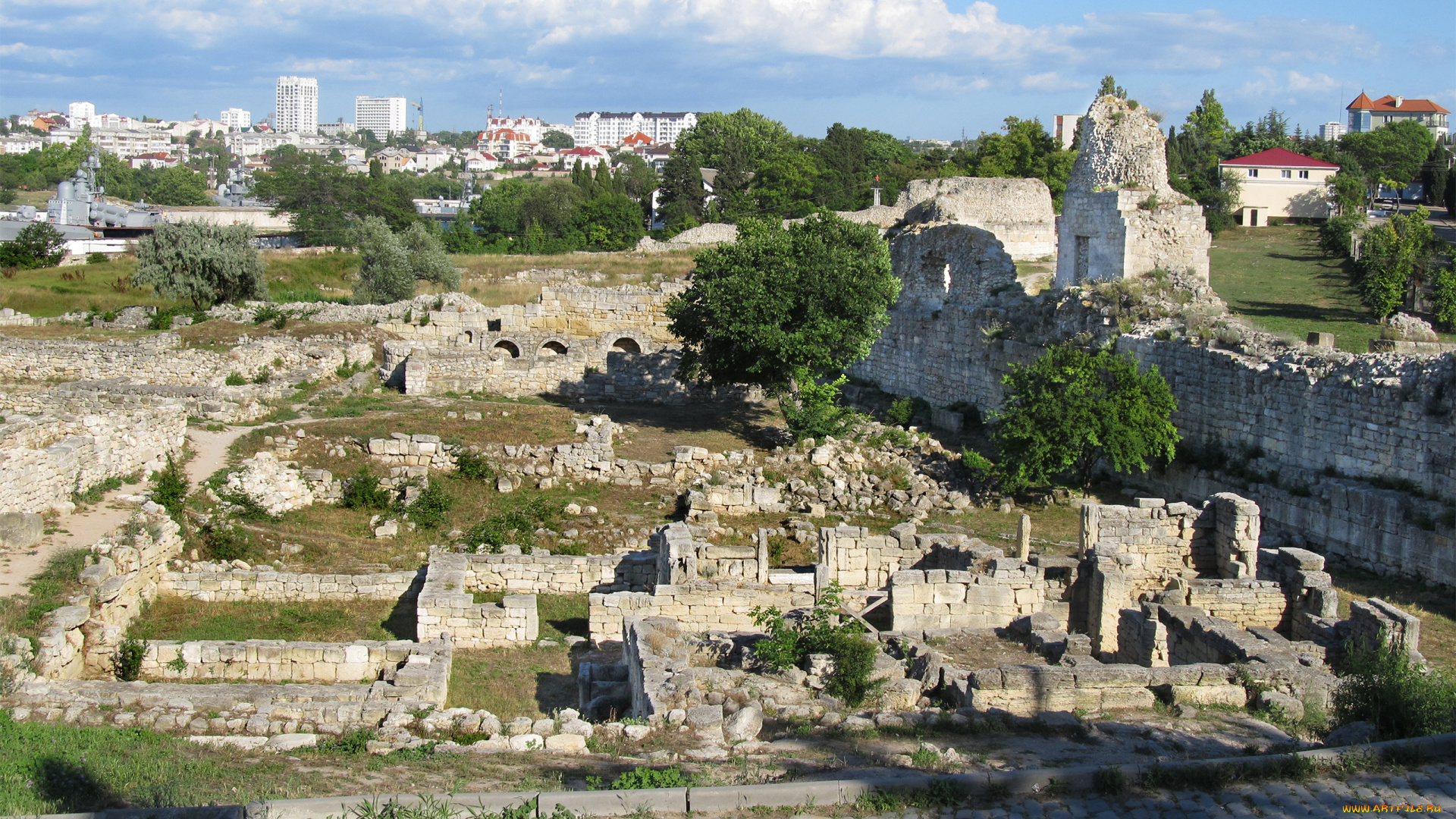 херсонес, города, -, панорамы, панорама, крым, руины, камни