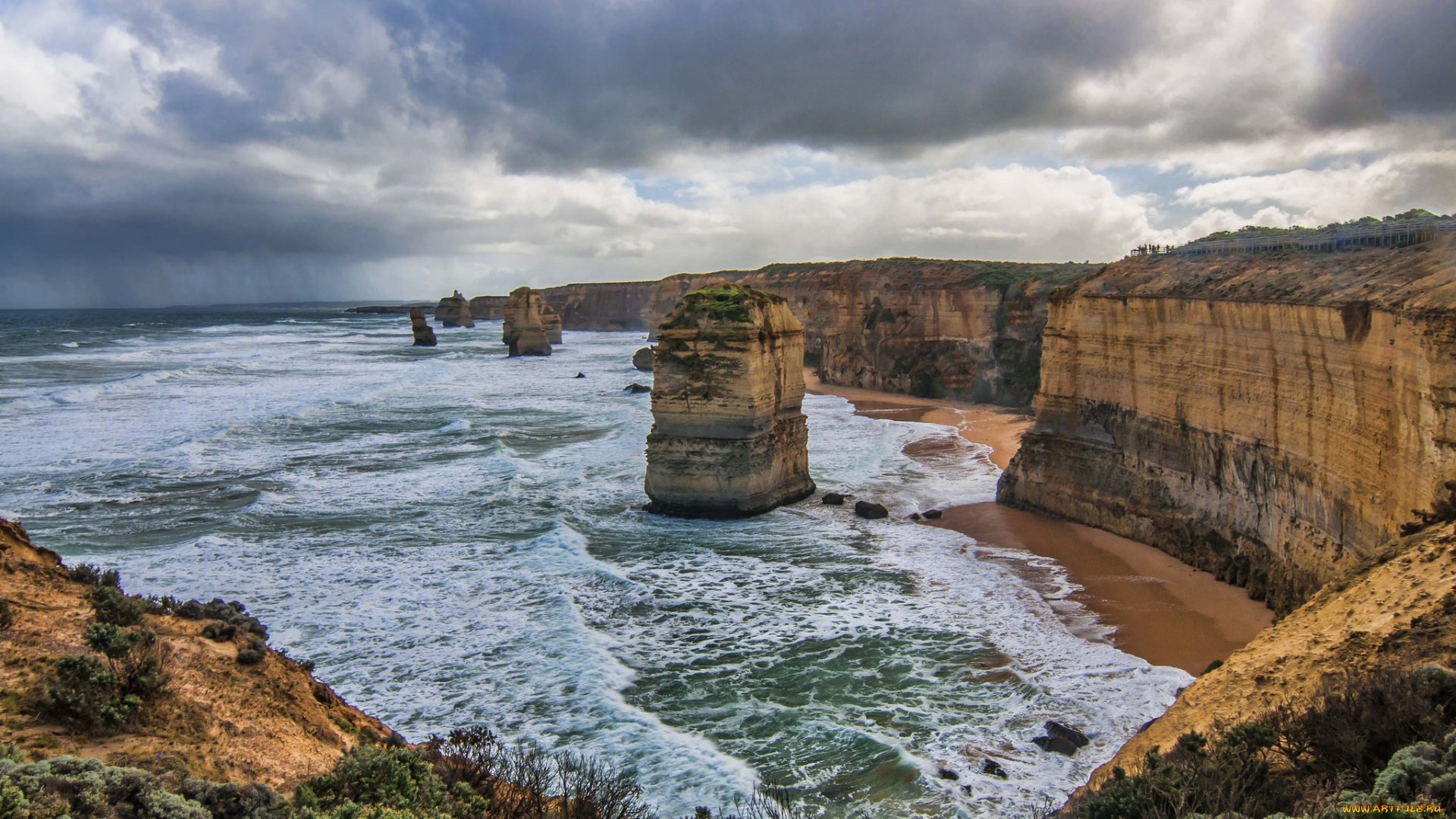 природа, побережье, пляж, скалы, океан