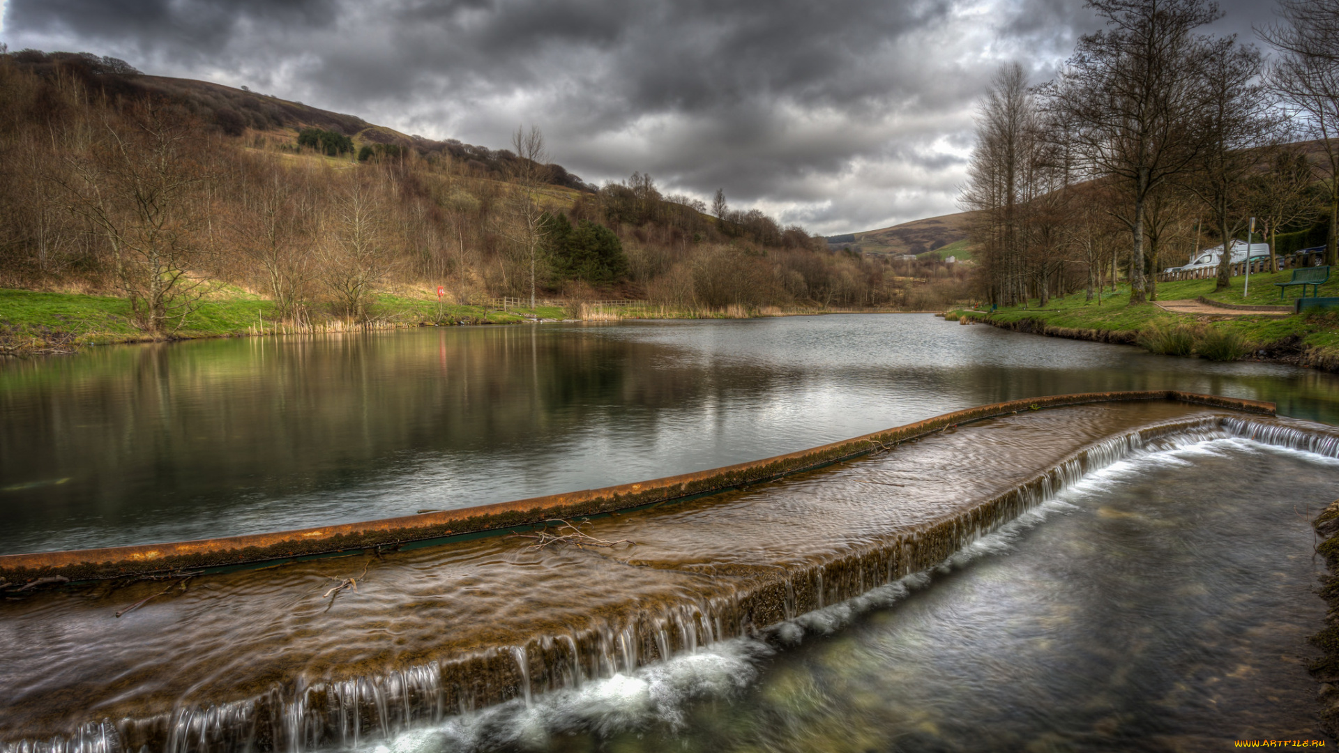 природа, реки, озера, дамба, река, лес