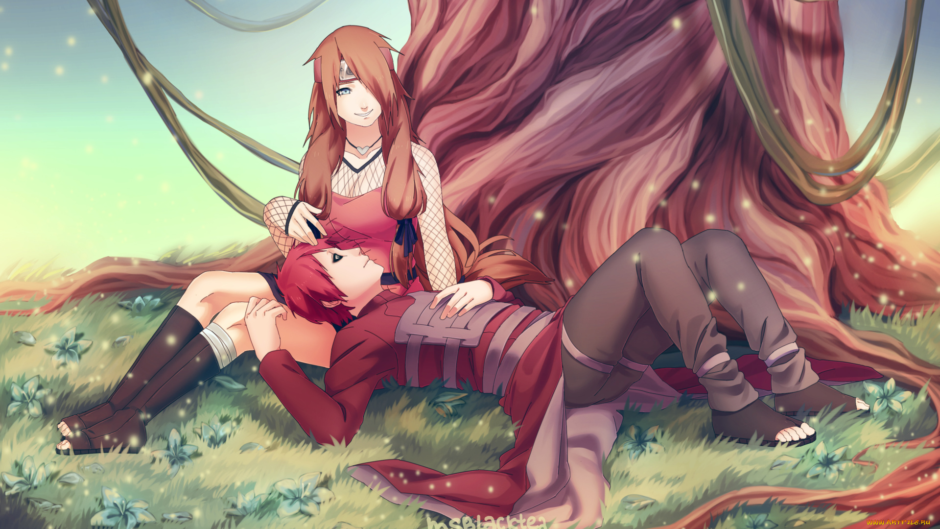 разное, арты, девушка, парень, аниме, арт, гаара, наруто, романтика