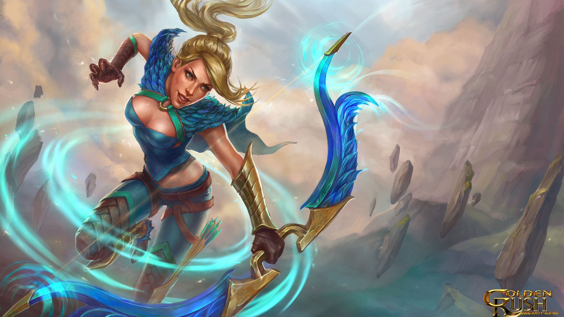 видео, игры, -, golden, rush, golden, rush, ranger, девушка, блондинка, лук, магия