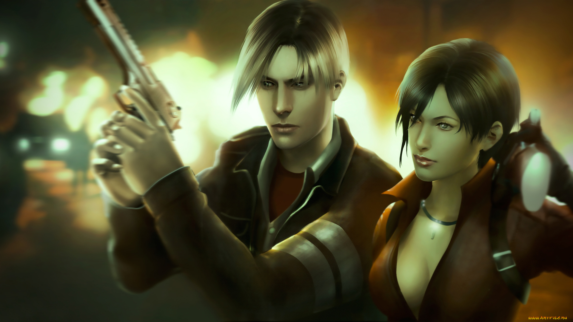 видео, игры, resident, evil, 6, resident, evil, 6, capcom, девушка, парень, пистолет