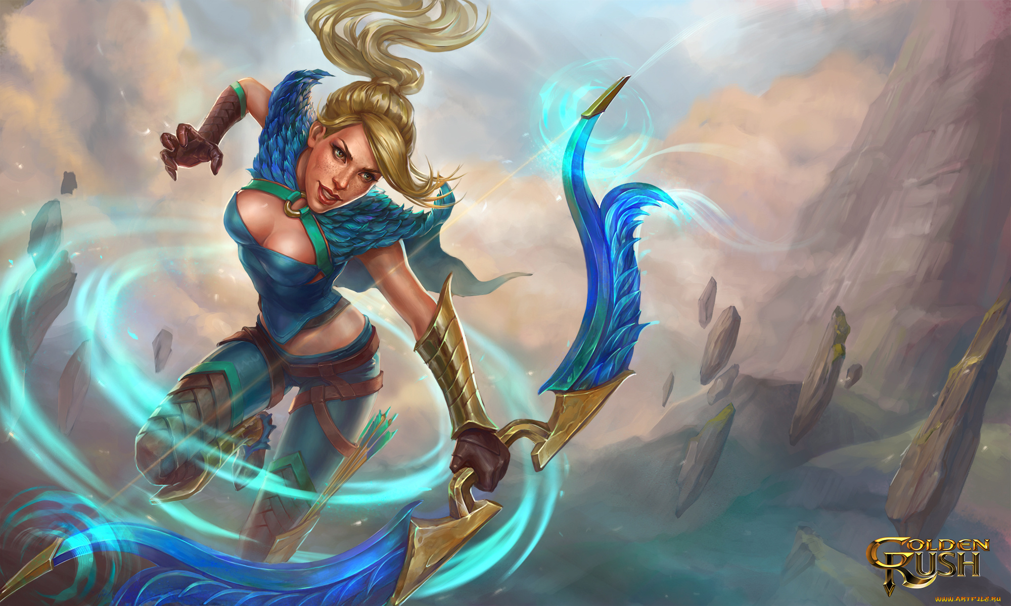 видео, игры, -, golden, rush, golden, rush, ranger, девушка, блондинка, лук, магия