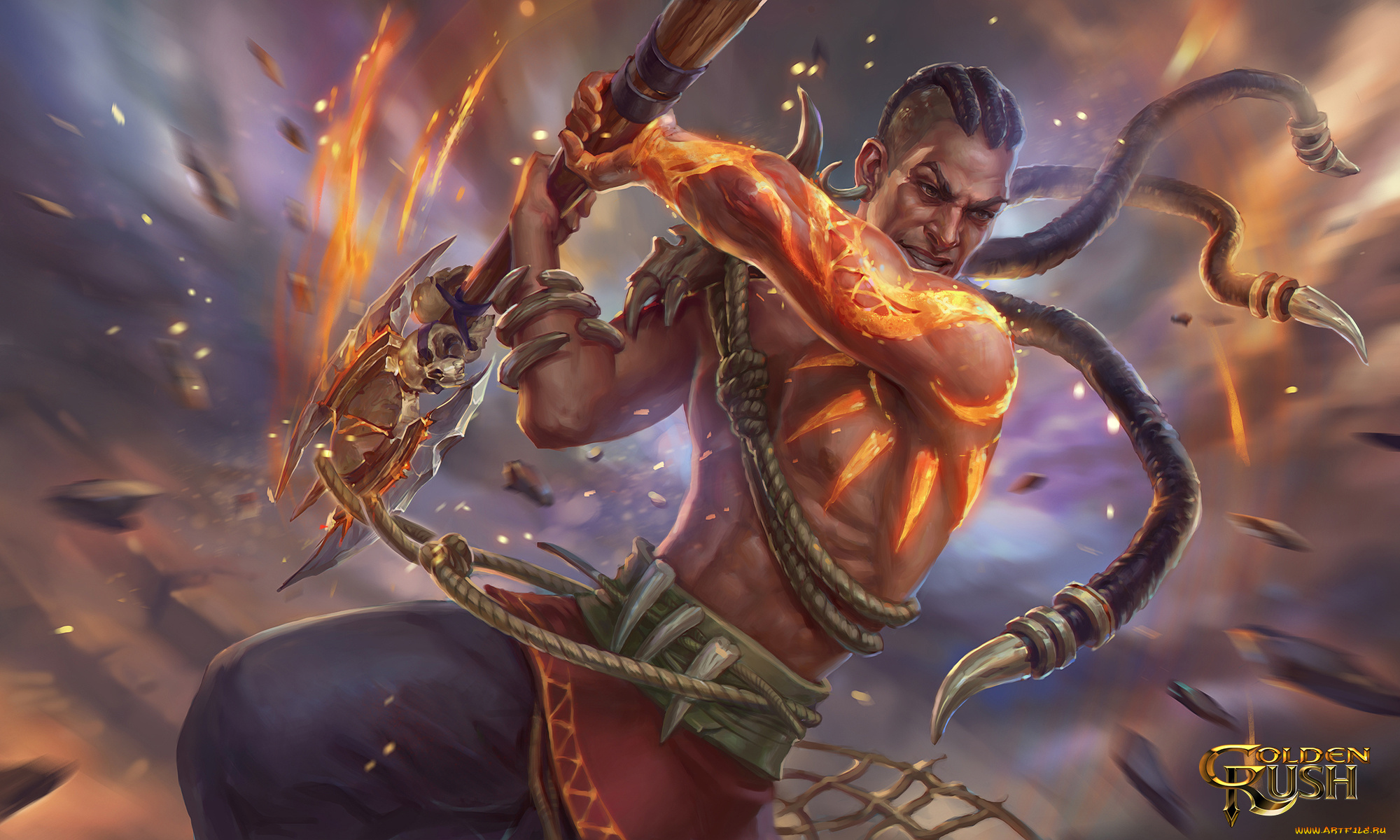 видео, игры, -, golden, rush, golden, rush, savage, топор, воин, ярость, атака, мужчина