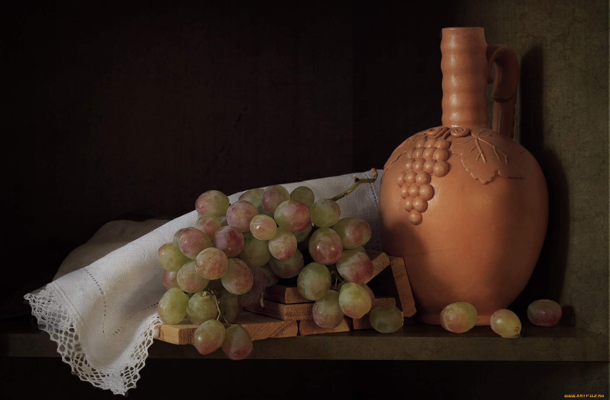 еда, виноград, ягоды, кувшин