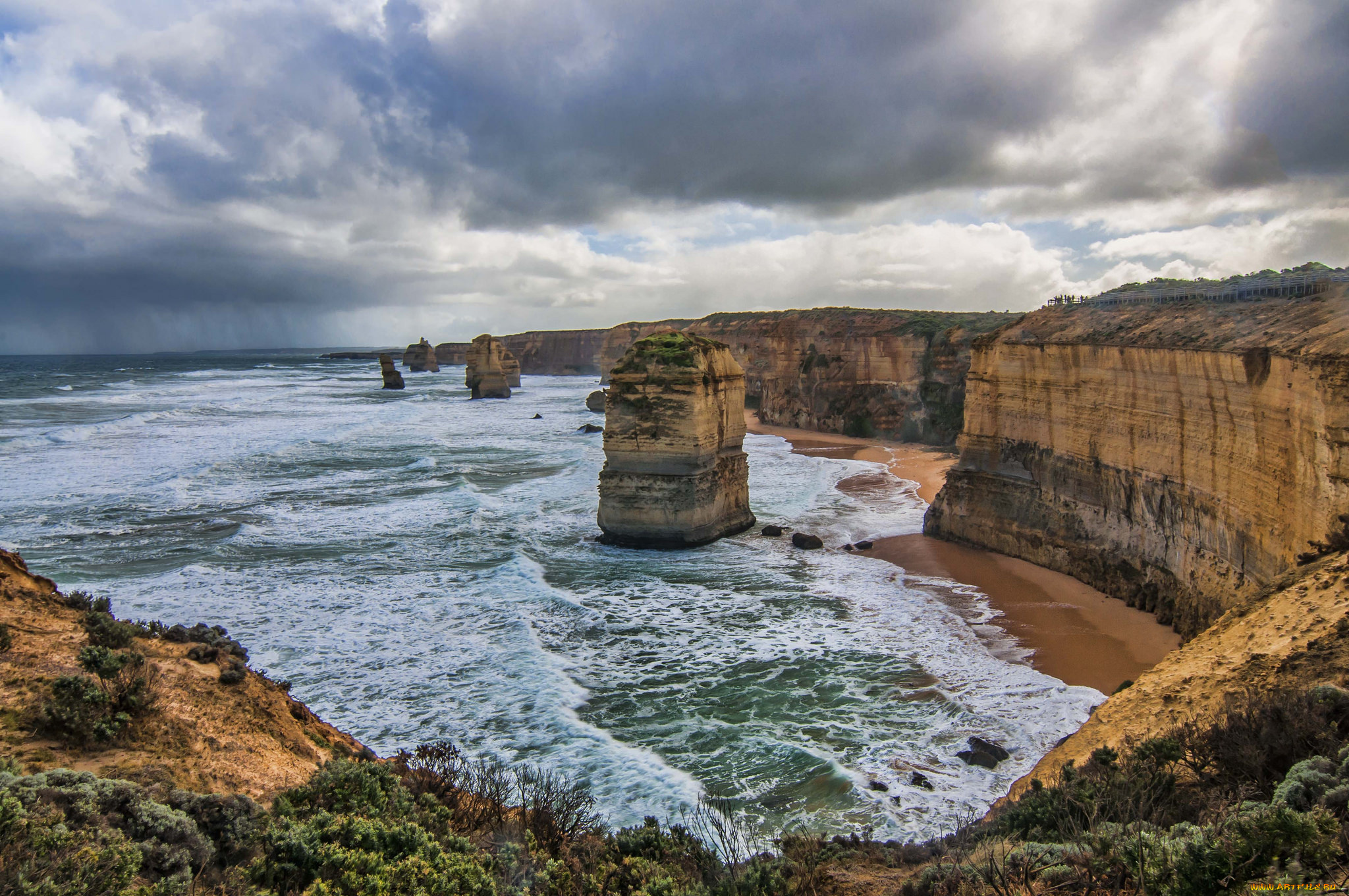 природа, побережье, пляж, скалы, океан