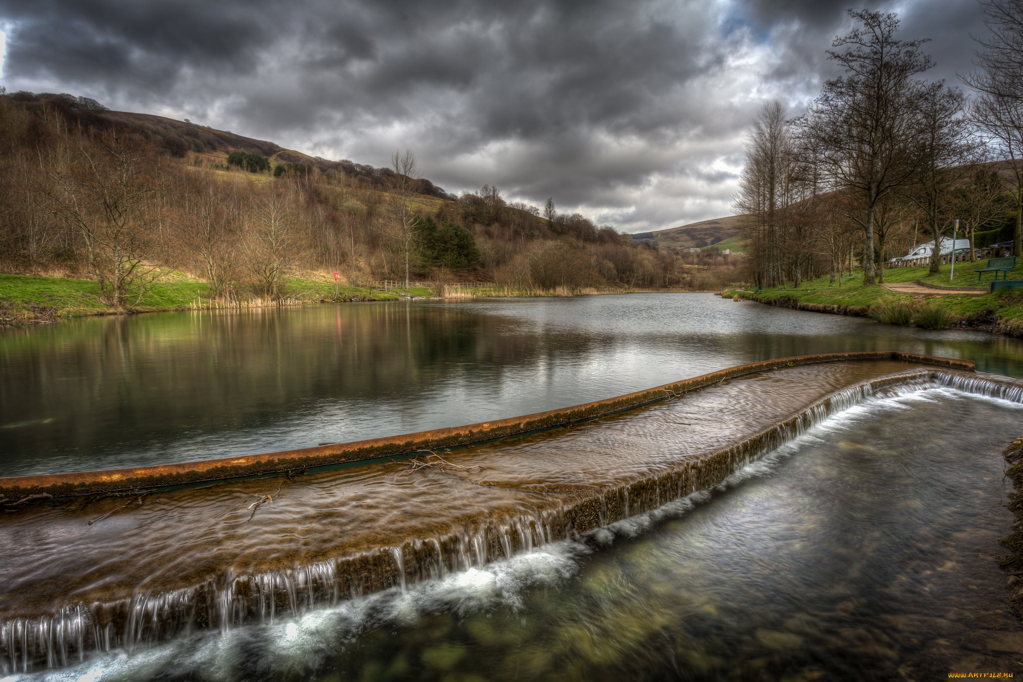 природа, реки, озера, дамба, река, лес