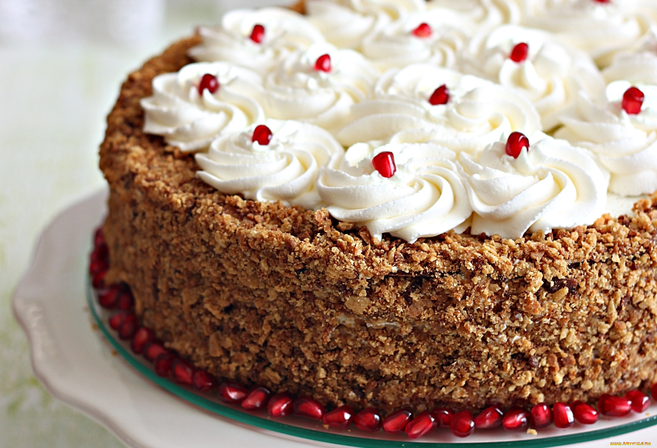 еда, торты, торт, крем, выпечка, гранат