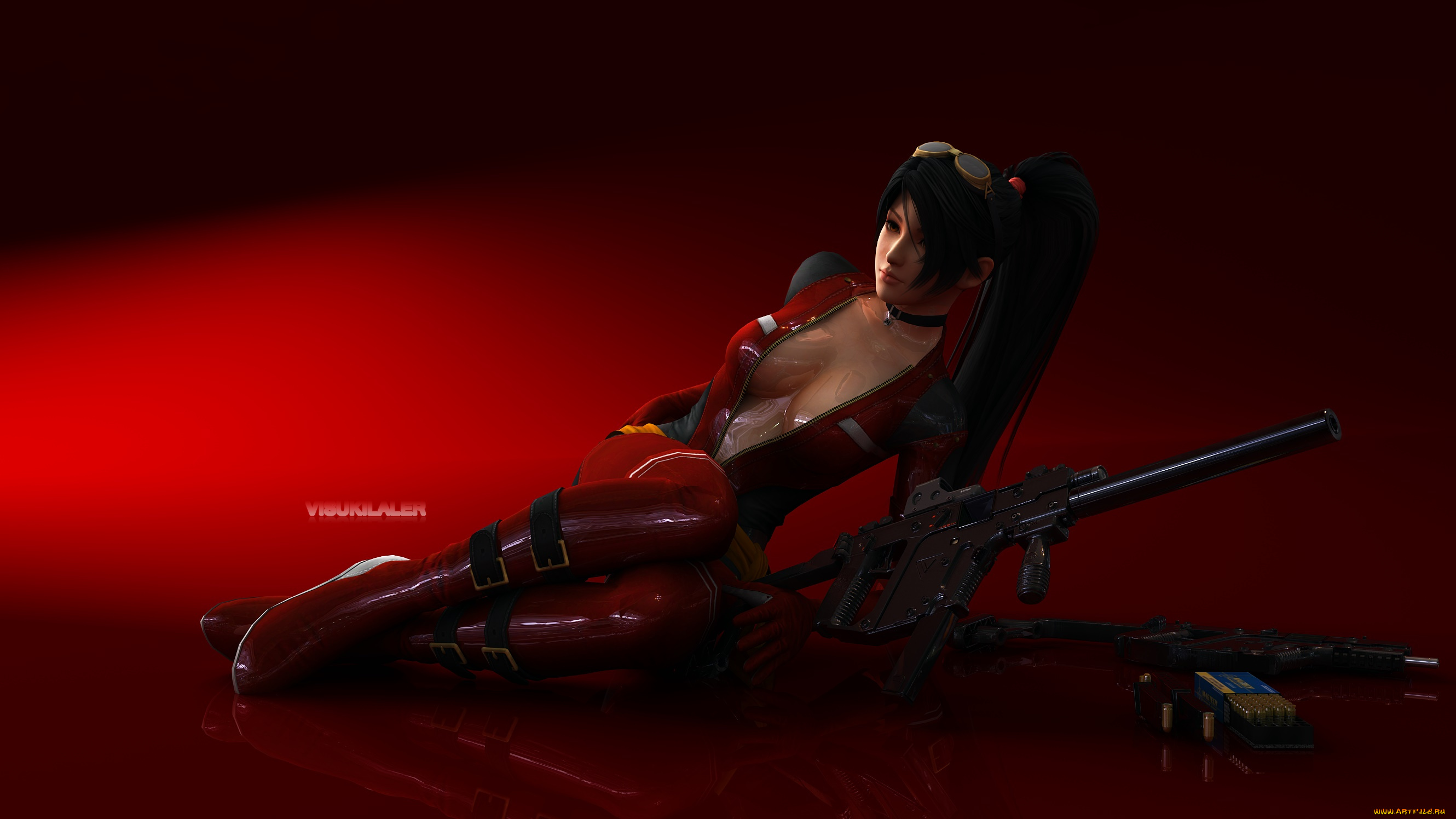 3д, графика, фантазия, , fantasy, взгляд, девушка, фон, оружие