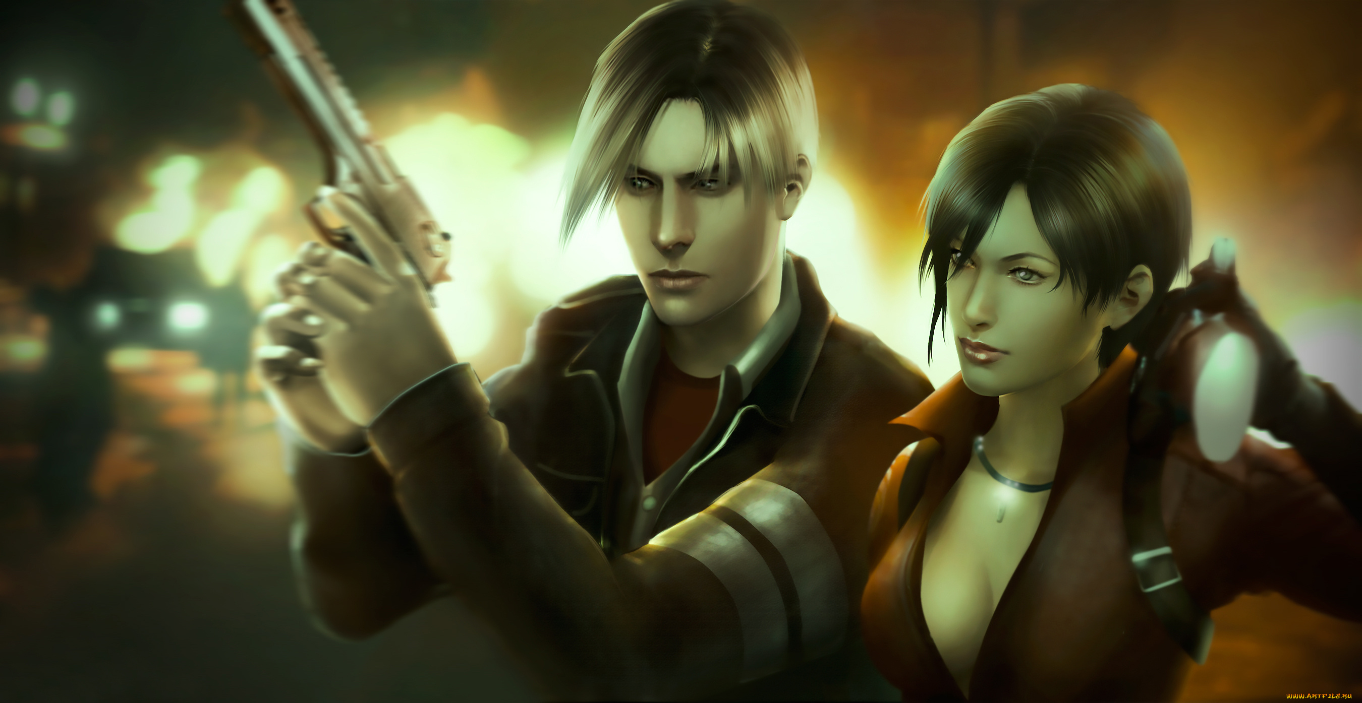 видео, игры, resident, evil, 6, resident, evil, 6, capcom, девушка, парень, пистолет