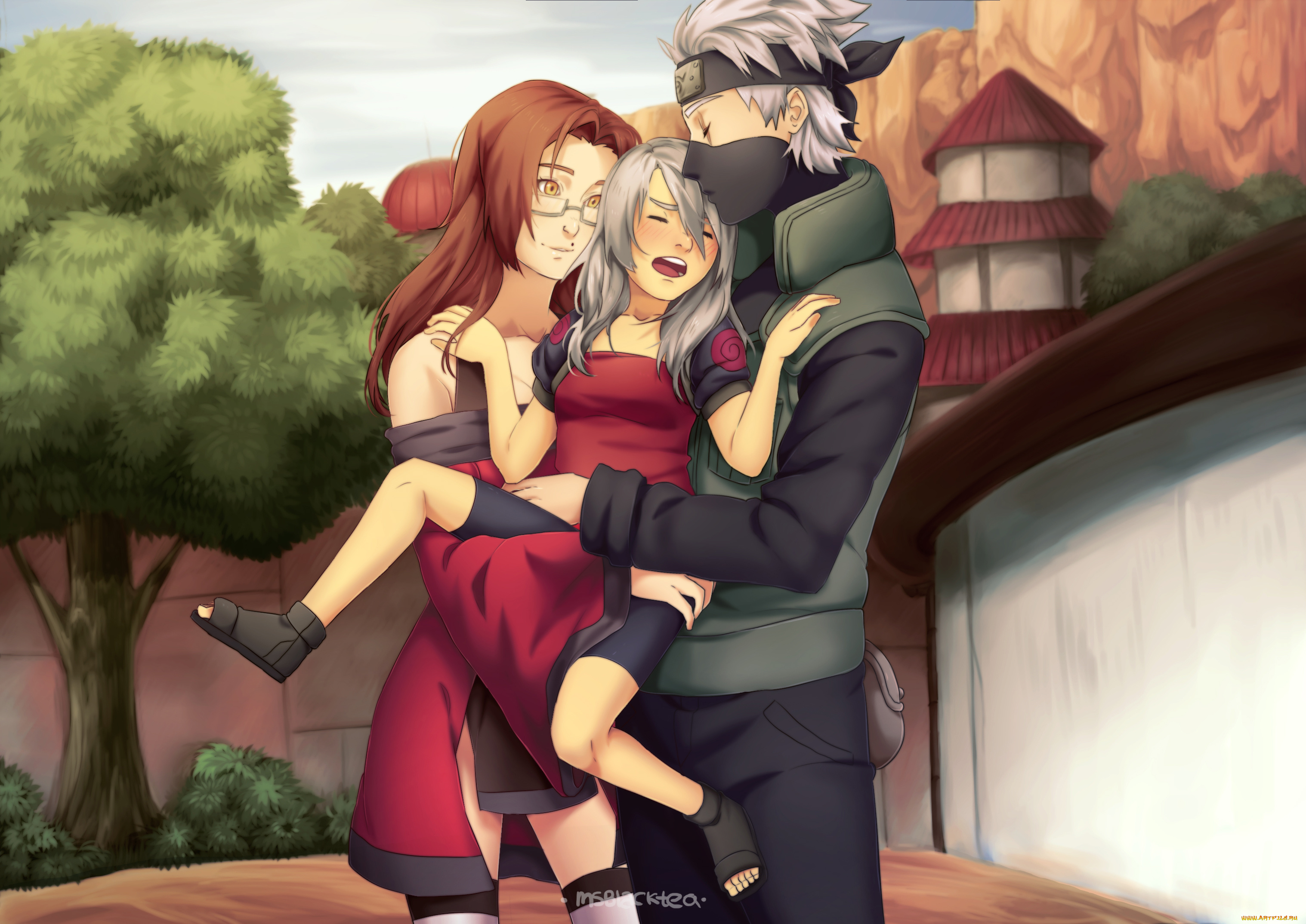 разное, арты, девочка, арт, девушка, парень, аниме, какаши, романтика, семья, наруто