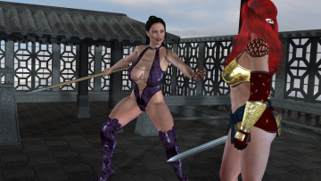 Картинка 3д+графика люди+ people взгляд девушки оружие фон