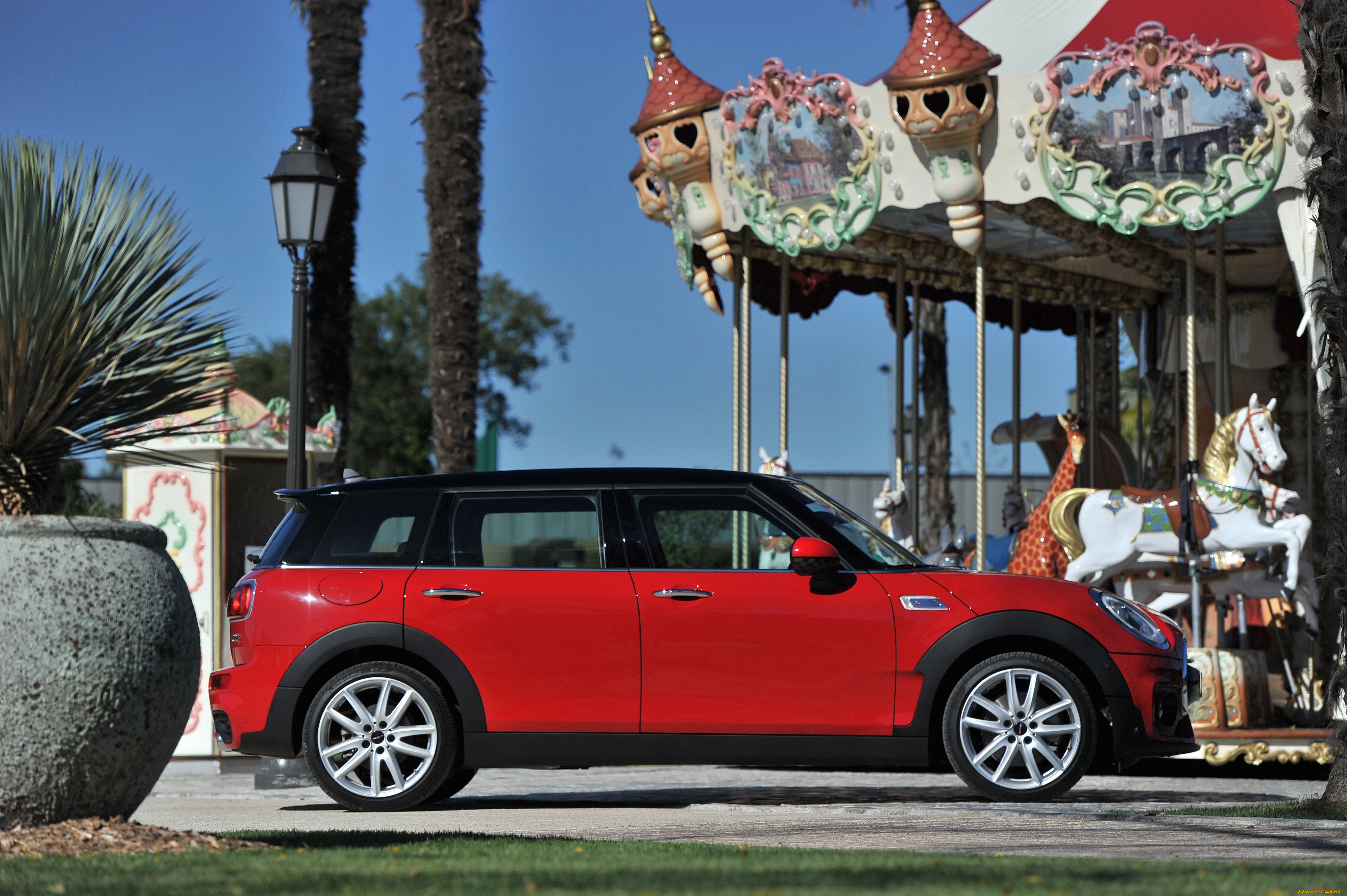 автомобили, mini, cooper, s, f54, john, clubman, package, красный, 2015г, works