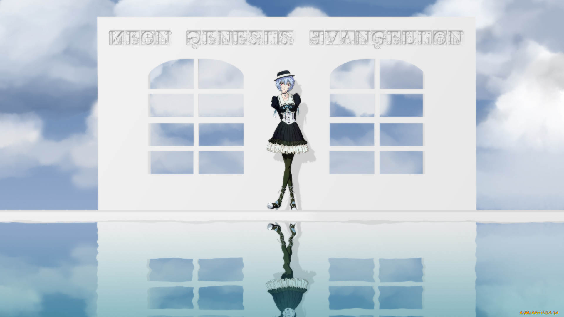 аниме, evangelion, фон, взгляд, девушка