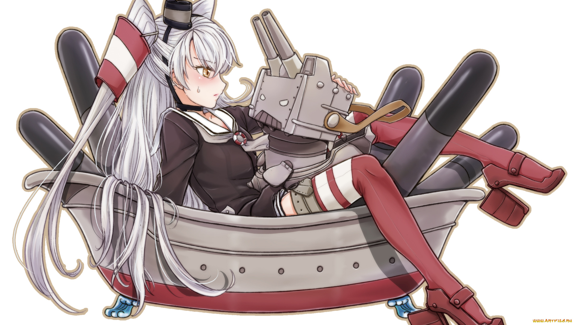 аниме, kantai, collection, фон, взгляд, девушка