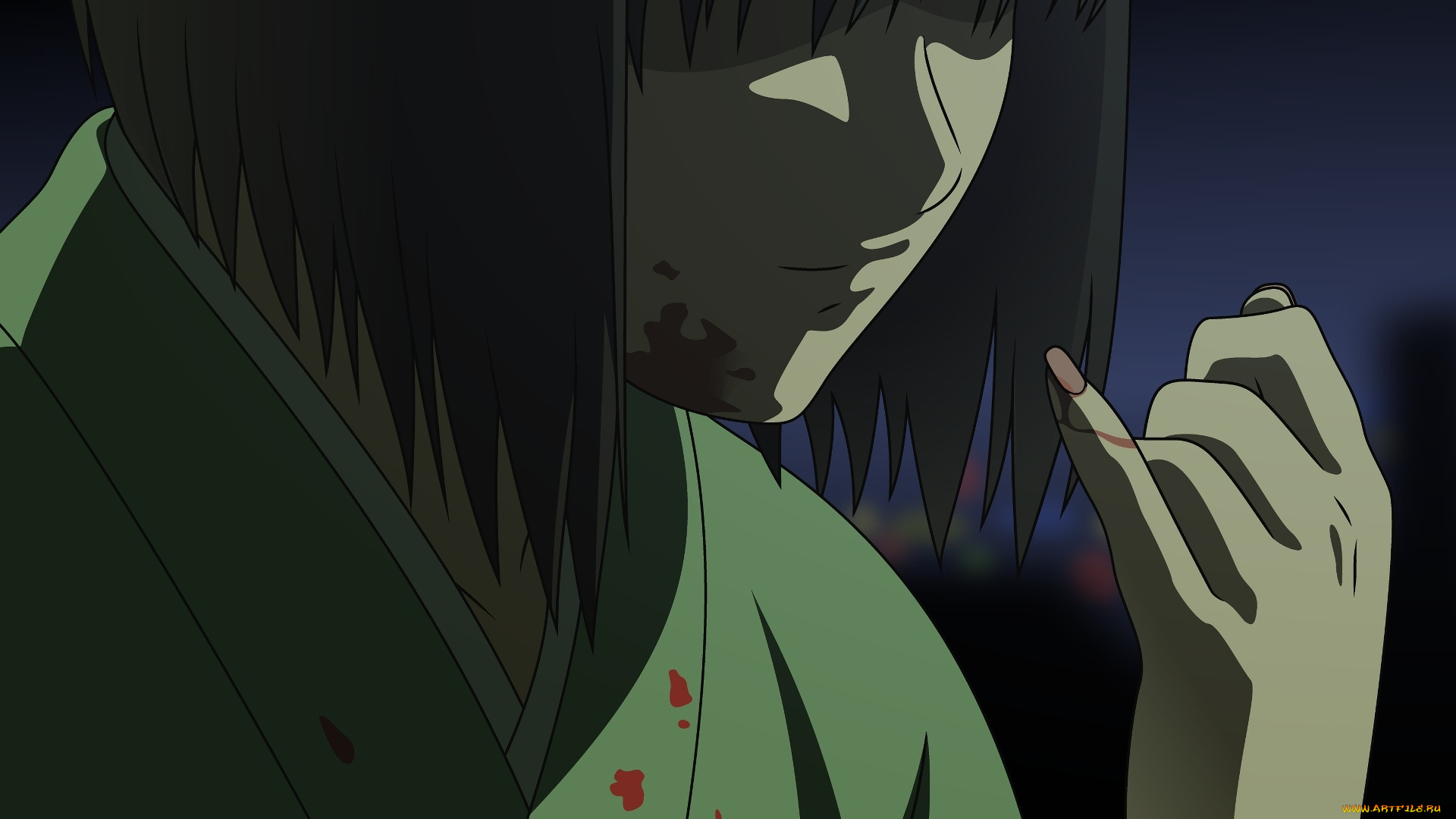 аниме, kara, no, kyokai, фон, взгляд, девушка