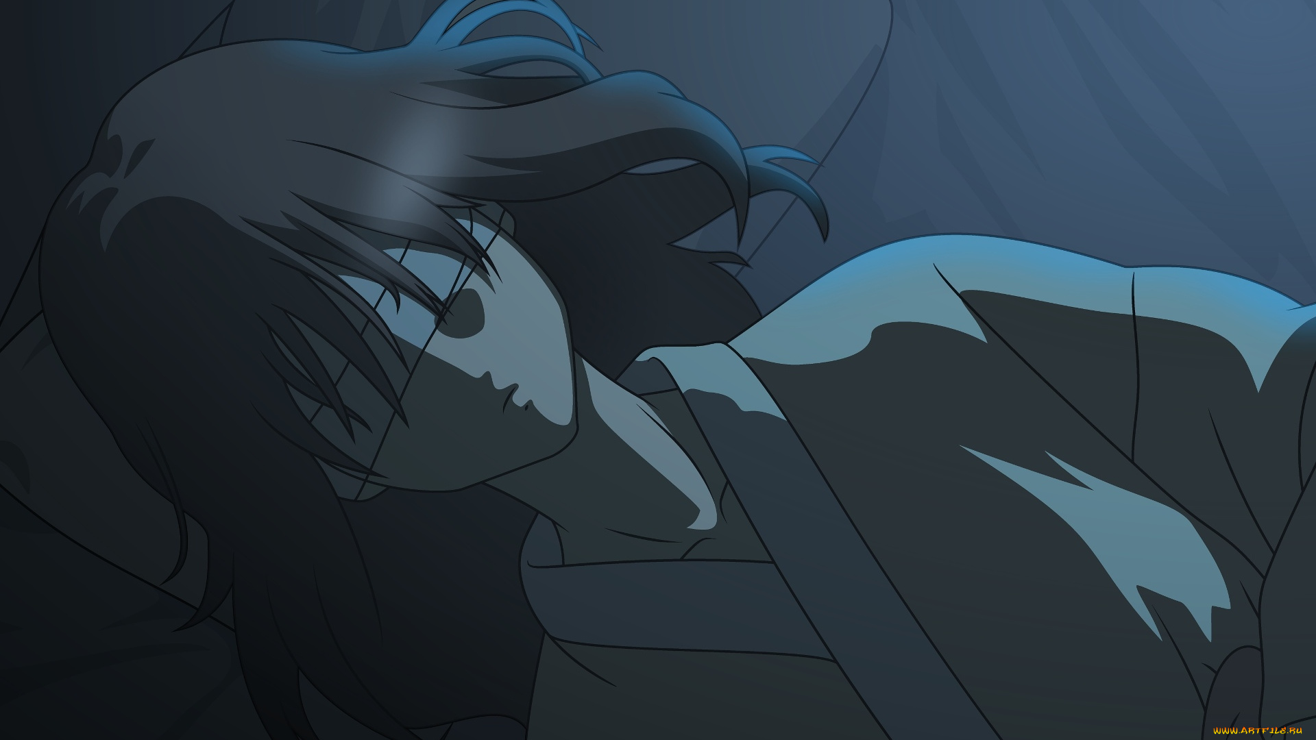 аниме, kara, no, kyokai, фон, взгляд, девушка