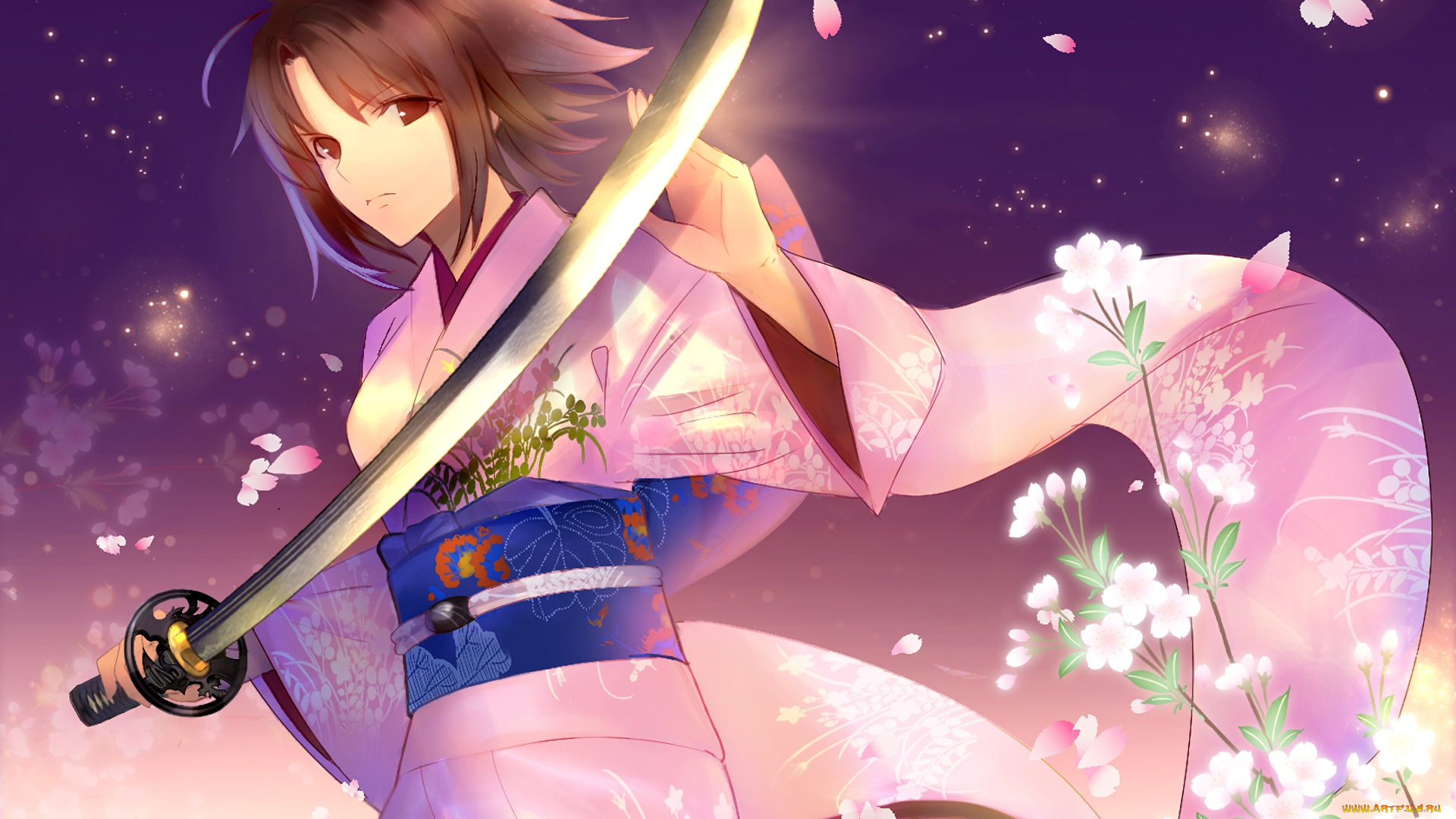 аниме, kara, no, kyokai, взгляд, фон, девушка