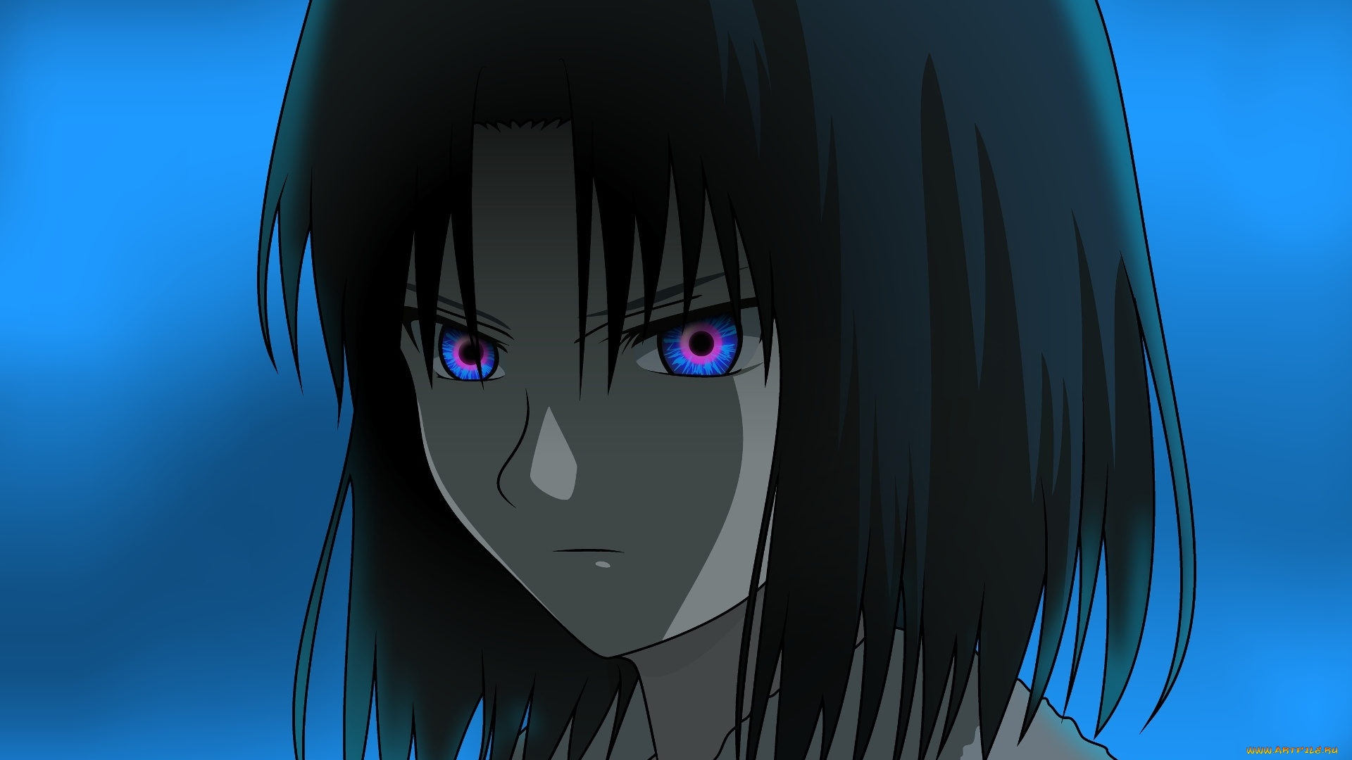 аниме, kara, no, kyokai, взгляд, фон, девушка