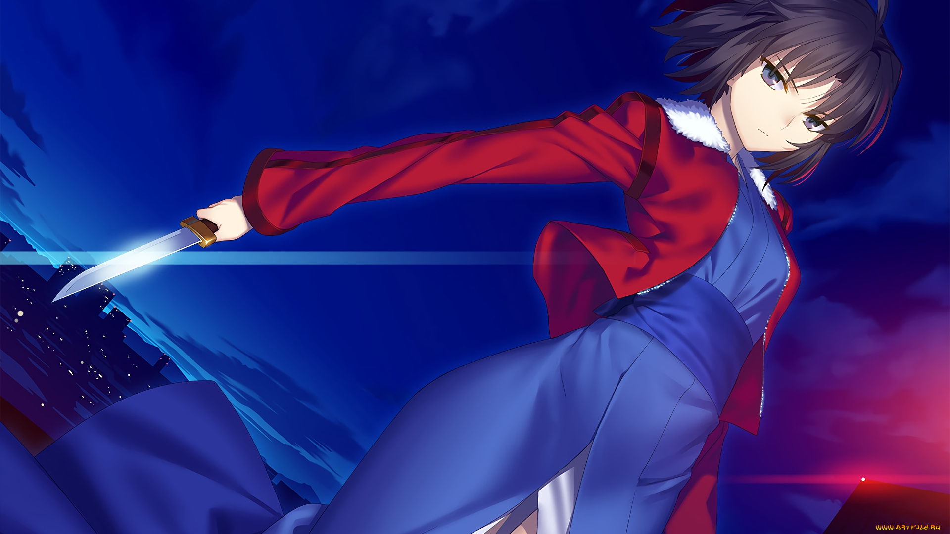 аниме, kaze, no, stigma, фон, взгляд, девушка