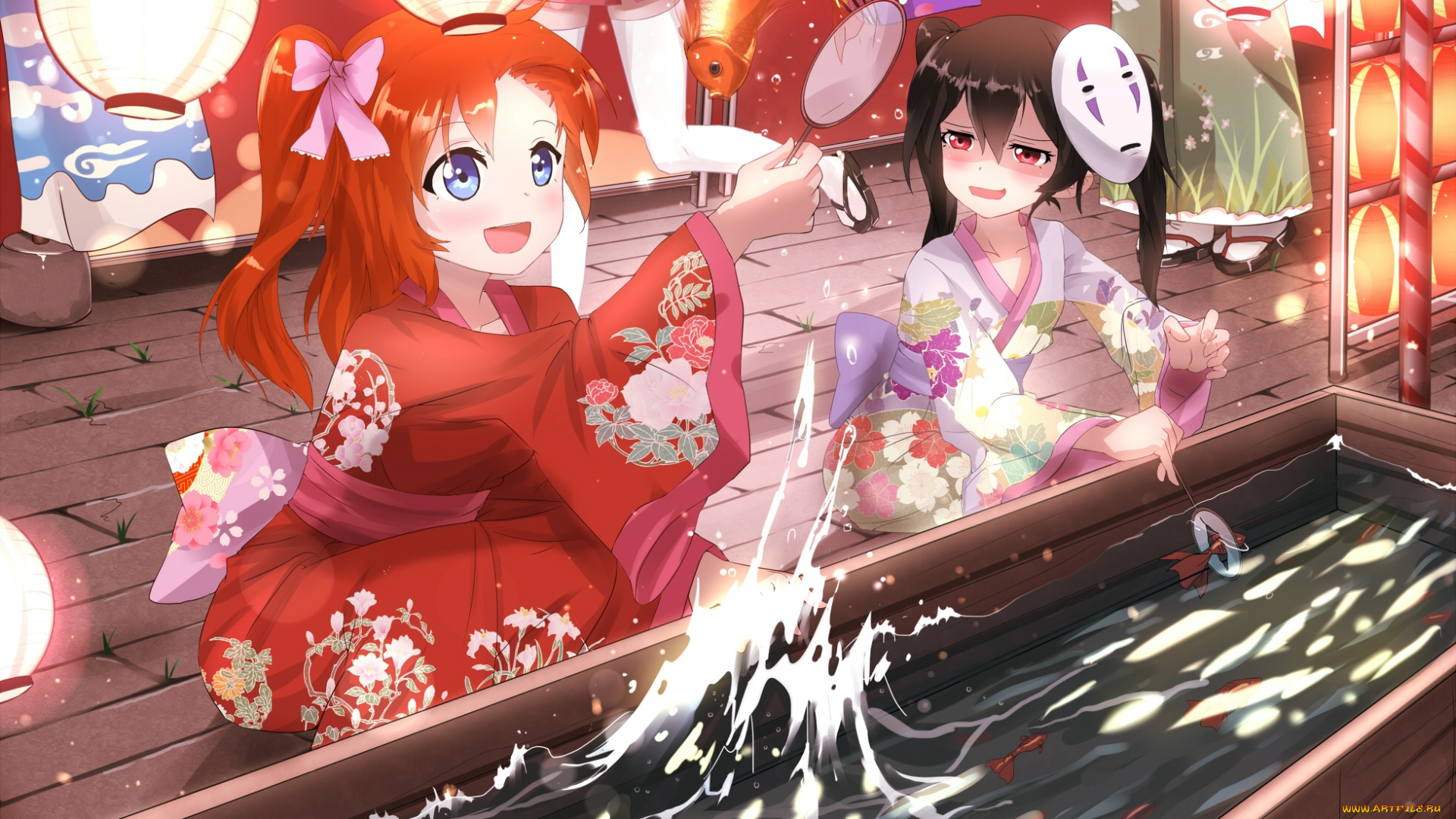 аниме, love, live, , school, idol, project, девушки, фон, взгляд