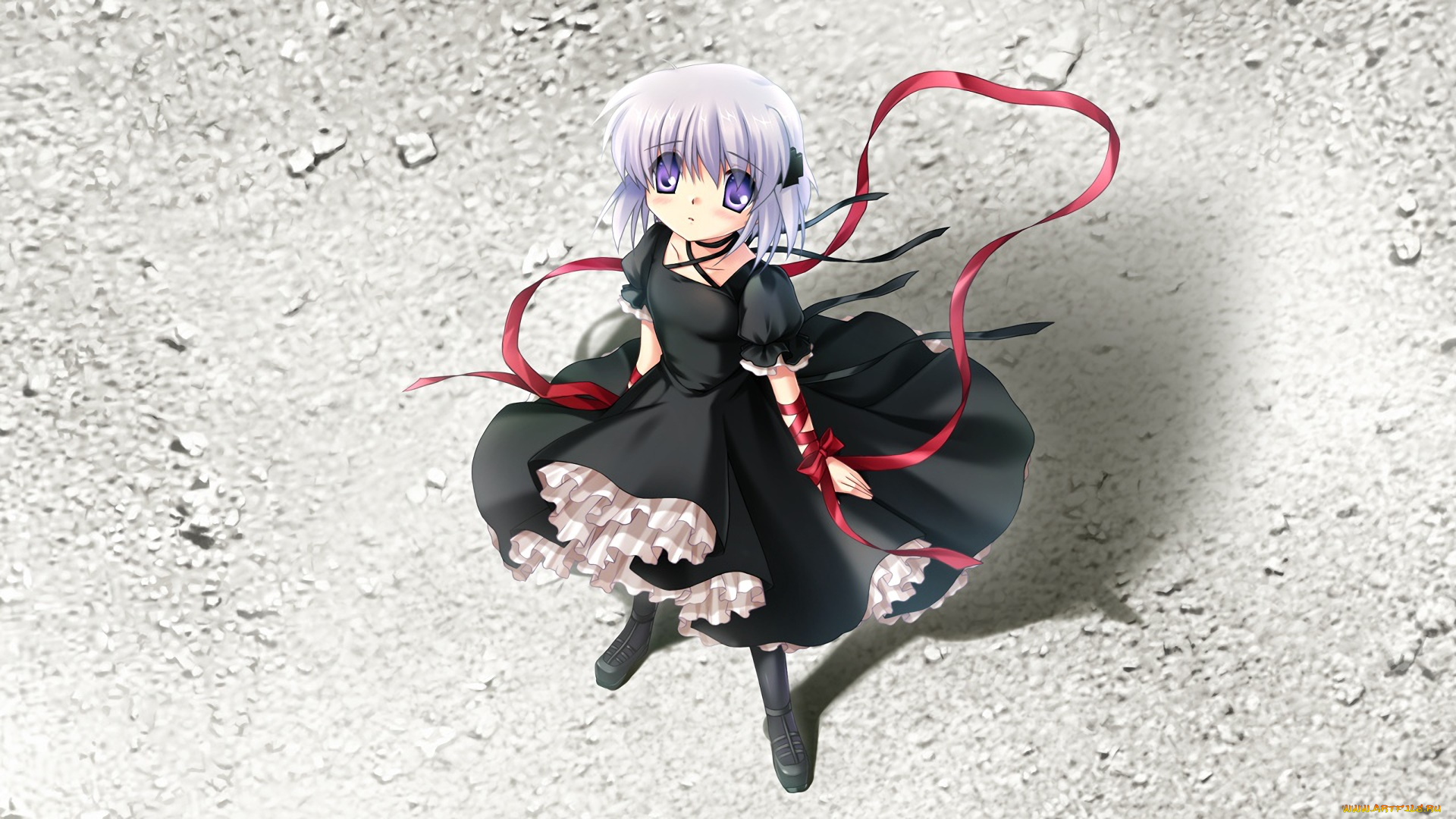 аниме, rewrite, девушка, взгляд, фон