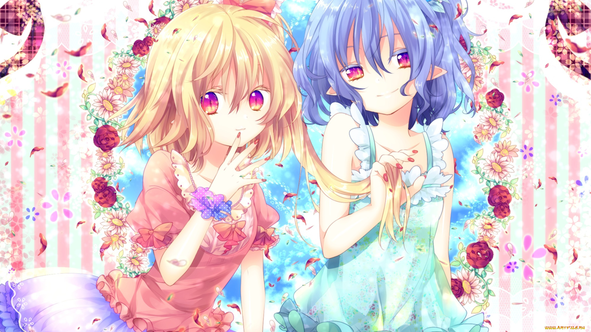 аниме, touhou, фон, взгляд, девушка