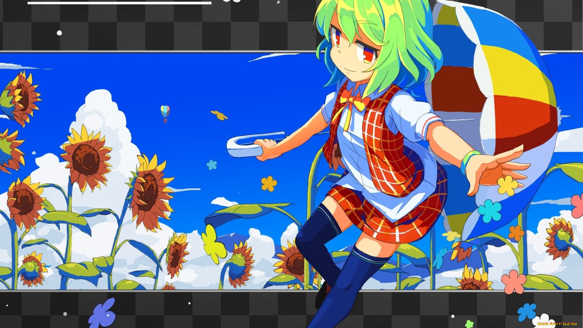 аниме, touhou, фон, взгляд, девушка