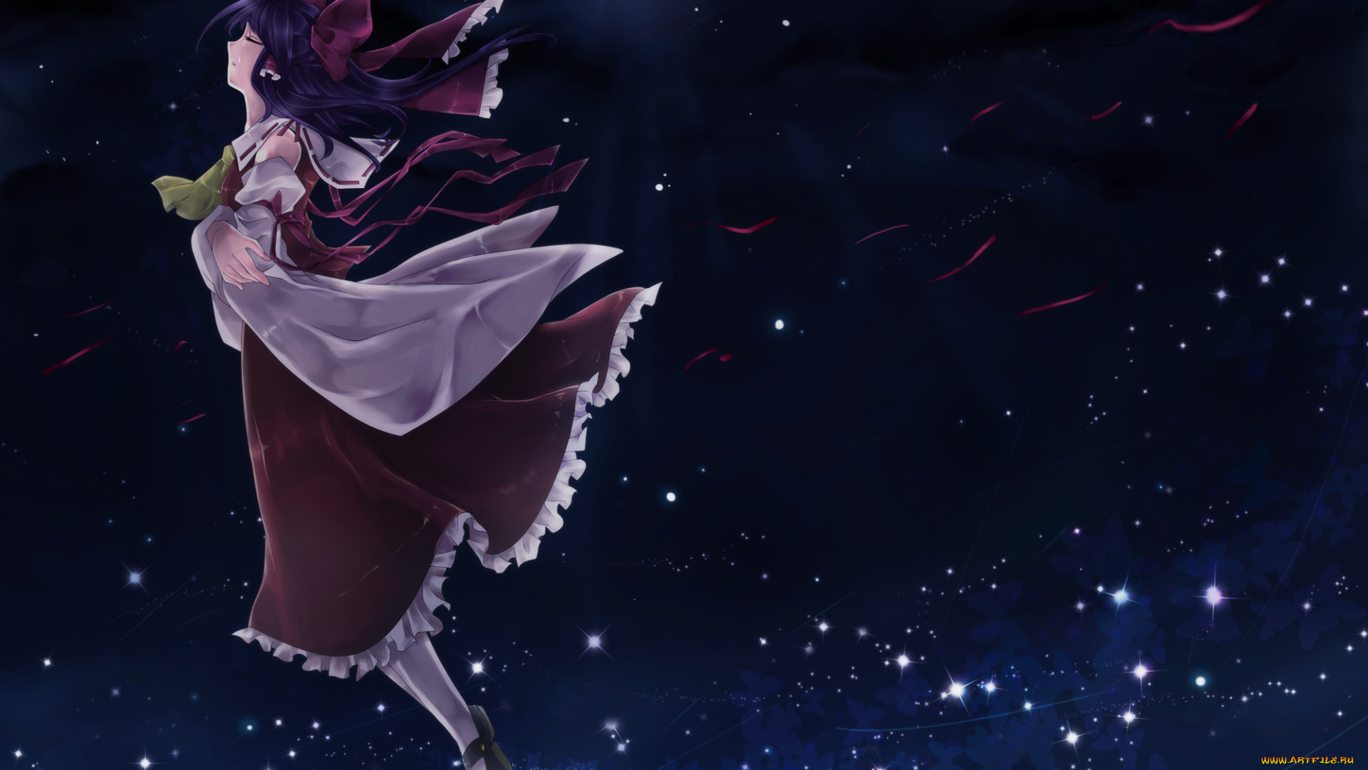 аниме, touhou, фон, взгляд, девушка